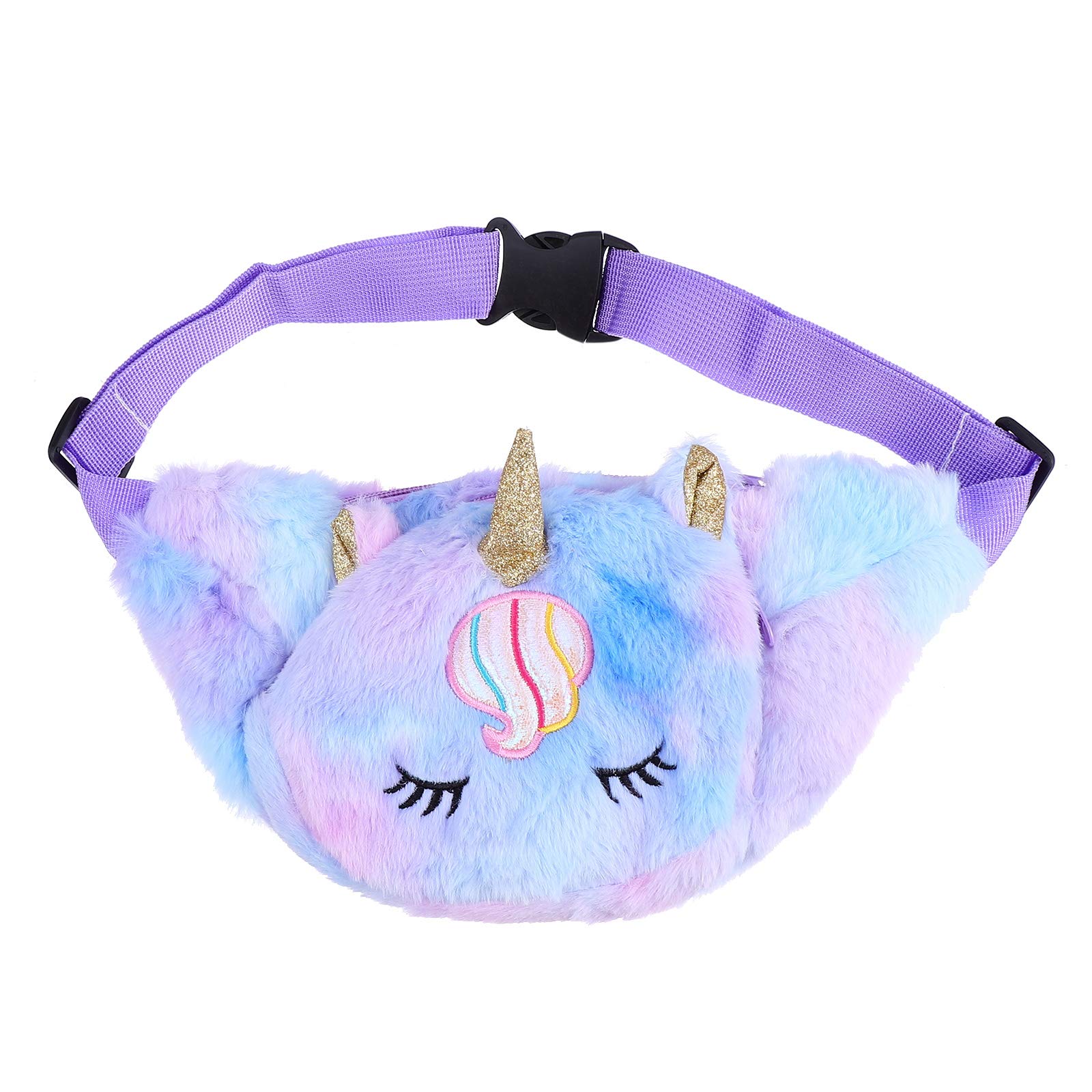 Kesyoo Women's Plush Waist Bag - Soft Fleece Crossbody Fanny Pack with Adjustable Strap, Stylish Purple Winter Belt Bag for Travel, Shopping & Outdoor Activities