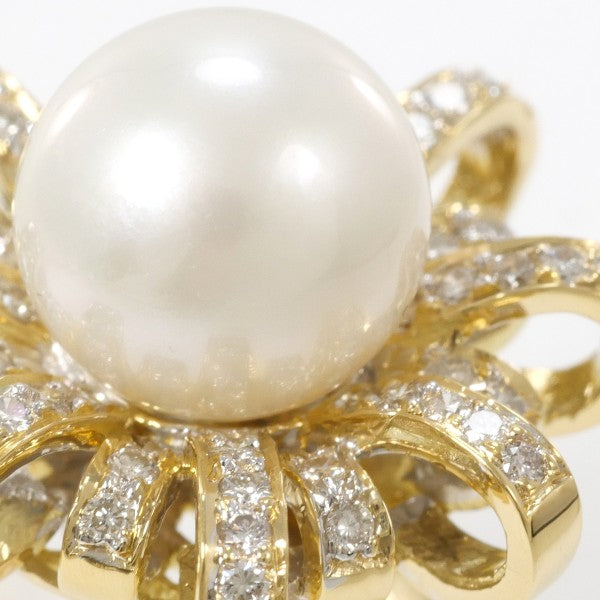 18K Yellow Gold South Sea Pearl Diamond Ring for Women - Elegant Bridal Jewelry, Wedding Engagement Gift, Anniversary Present - Perfect for Special Occasions & Evening Events