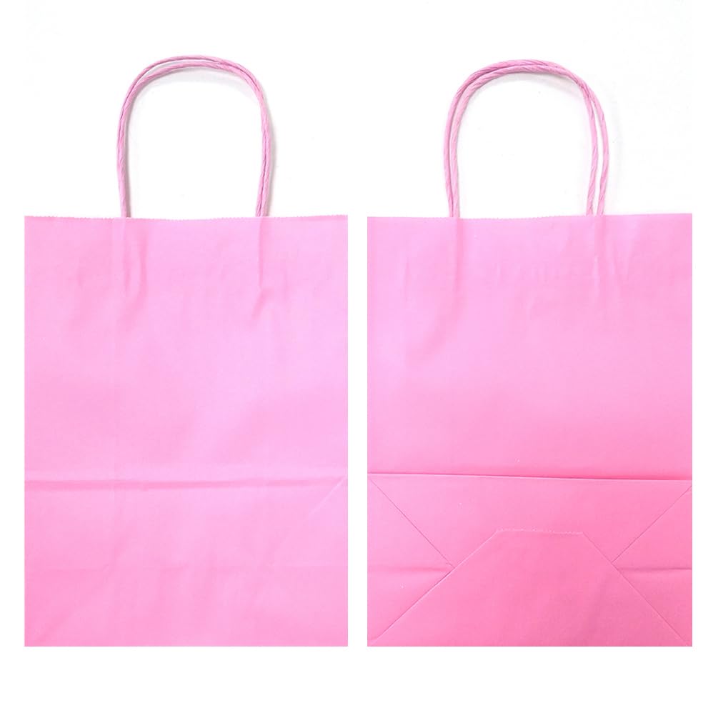 AZOWA 12-Pack Mini Small Kraft Paper Gift Bags with Handles - 4 x 2.4 x 6 Inches, Pink - Perfect for Party Favors, Wedding Decorations, Birthday Gifts & Craft Packaging