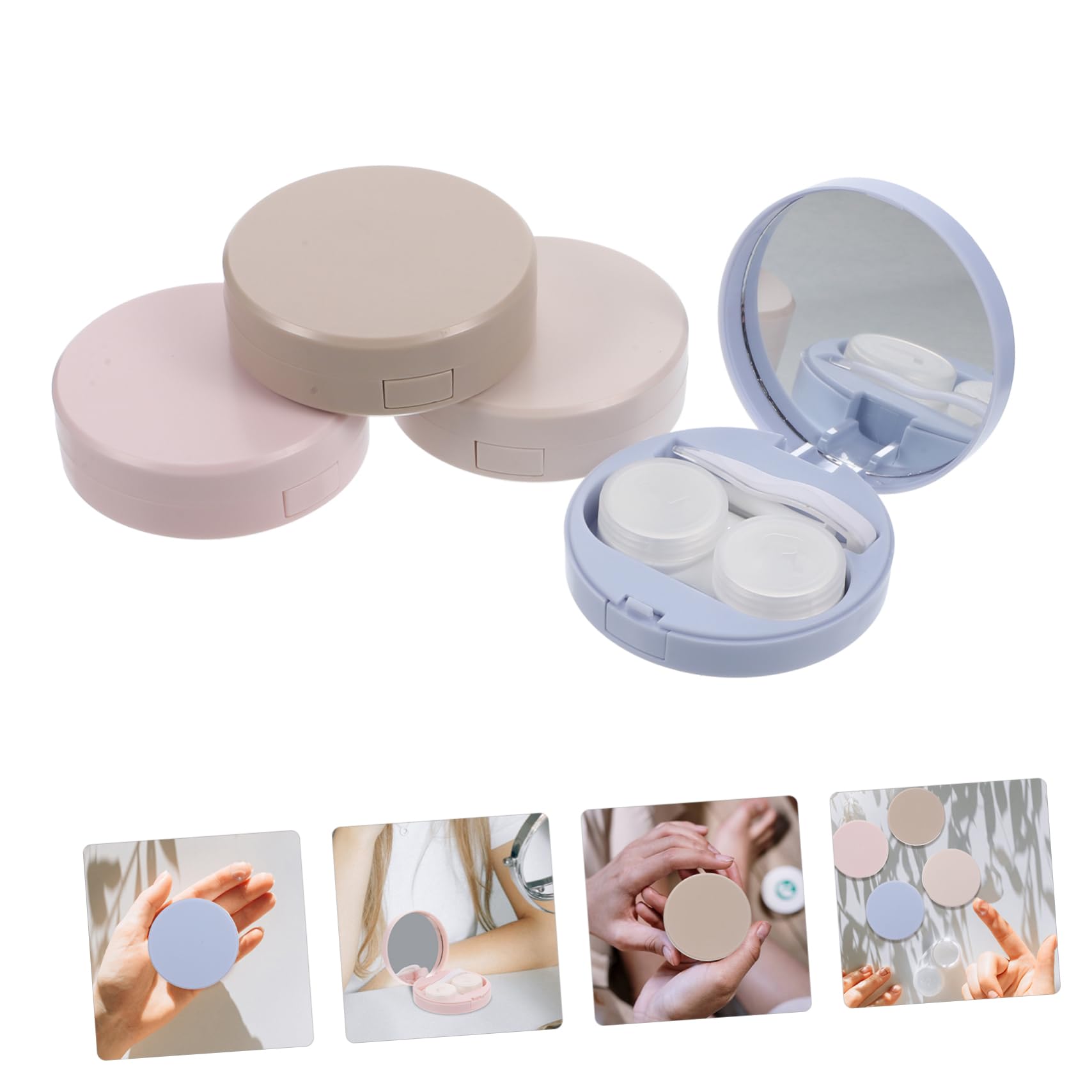 KOMBIUDA 4-Piece Square Contact Lens Organizer Case - Soaking Box for Compact Storage & Travel - Perfect for Daily Use, Travel, and On-the-Go Eye Care
