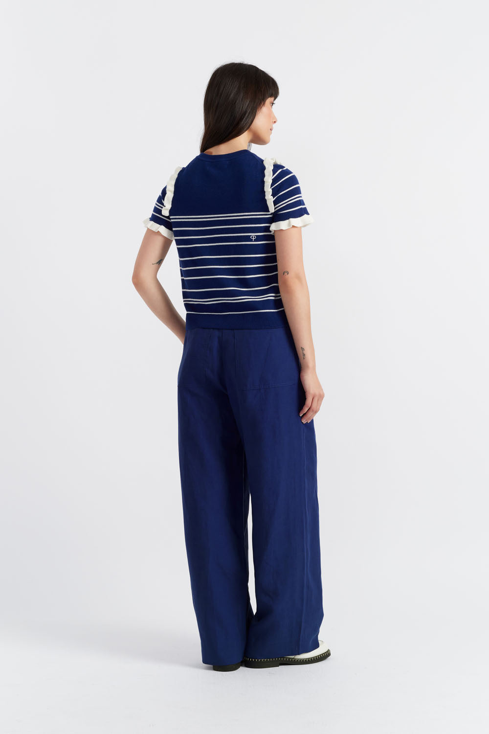 Blue Merino Wool Nautical Top for Women - Soft & Breathable Crewneck Shirt for Sailing, Travel & Casual Wear
