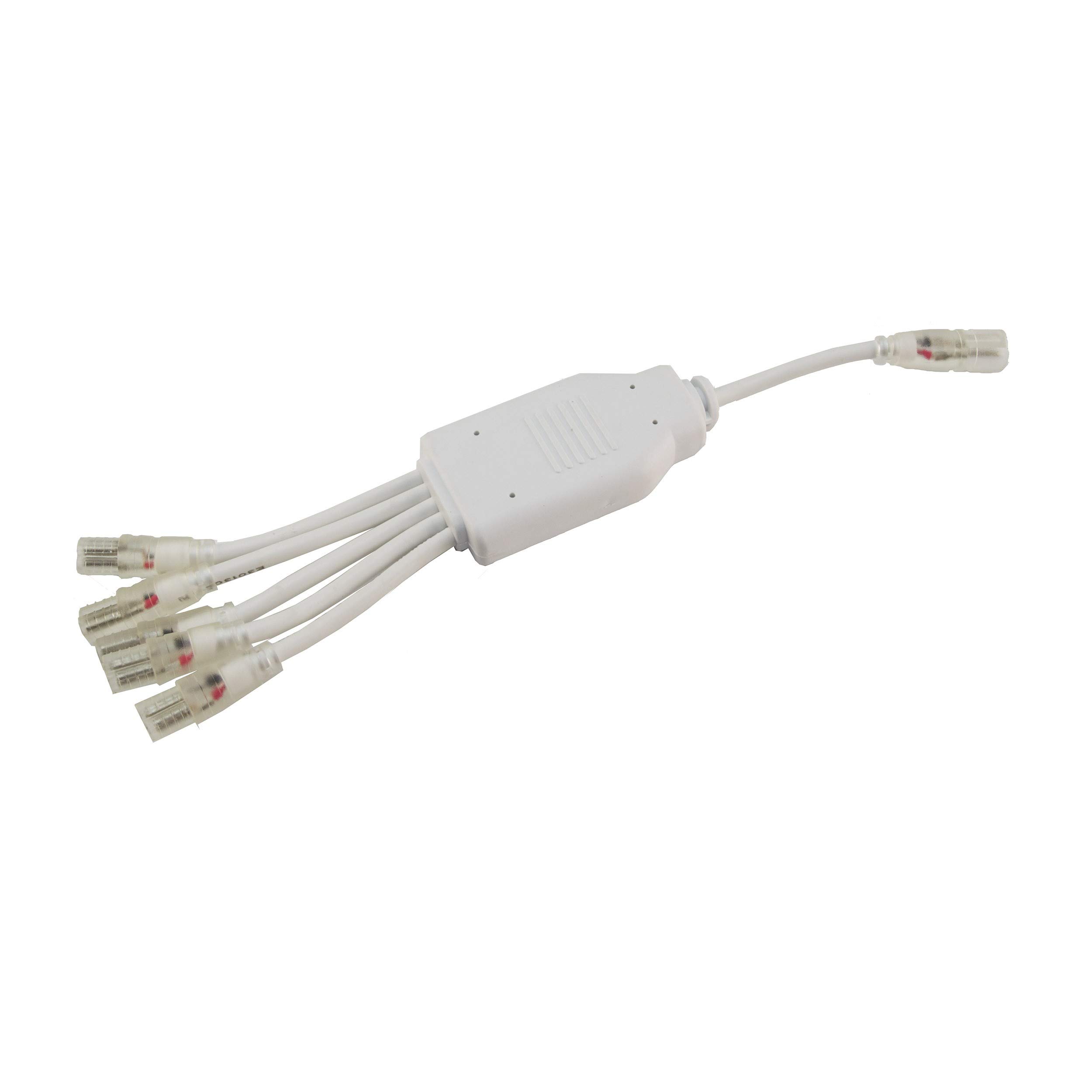 5-Way White PVC LED Wet Location Splitter Plug (10.5mm) - 25 Pack for Outdoor Lighting, Holiday Decorations & Landscape Illumination