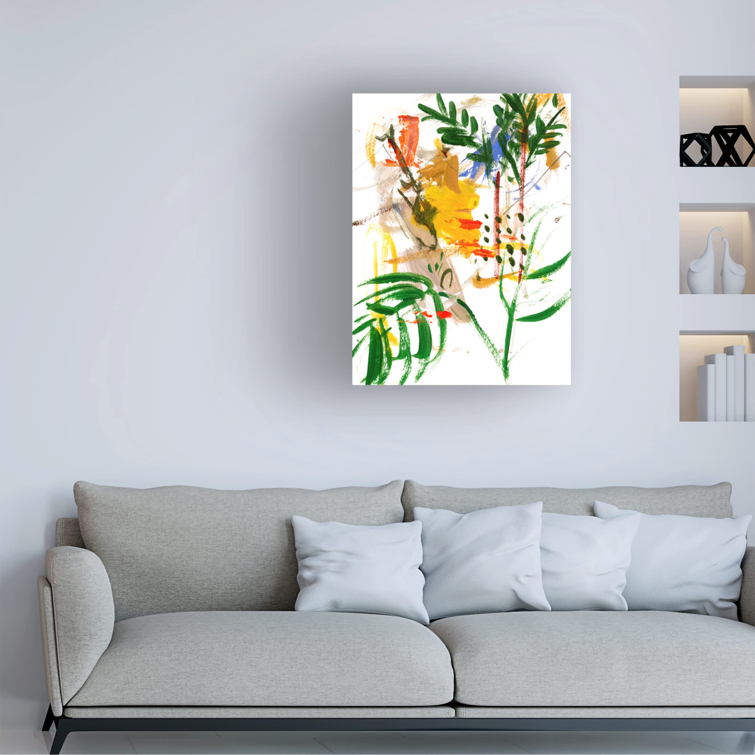Melissa Wang 'Jungle in My Heart IV' Canvas Wall Art Print - Tropical Jungle Painting for Living Room, Bedroom & Office Decor - Modern Botanical Home Decor