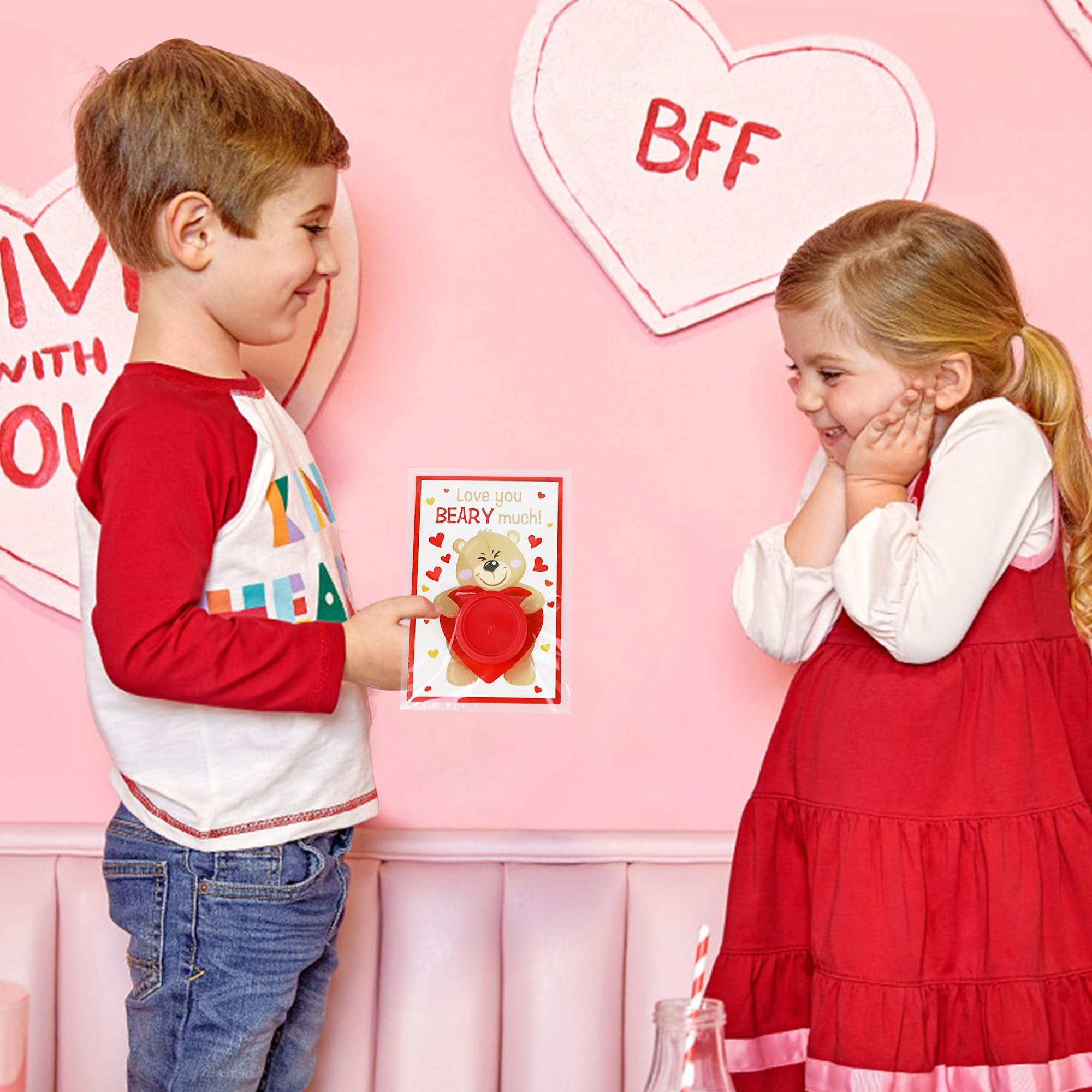 24 Pack Valentine's Day Cards for Kids with Play Dough - Classroom Exchange Cards, Party Favors & Goodie Bag Fillers - Perfect for School Valentine's Day Parties & Gift Exchanges