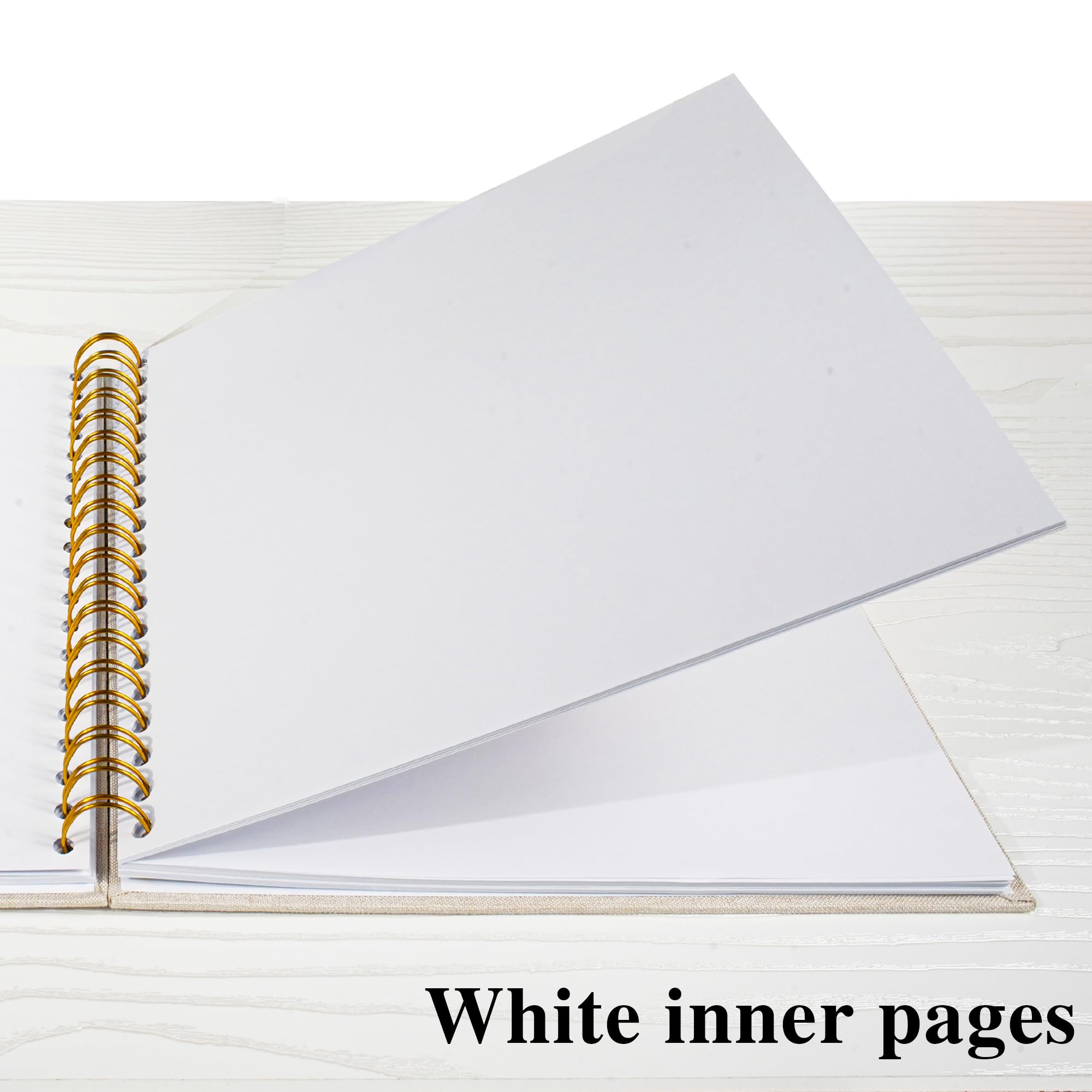 8x8 Inch Linen Cover Scrapbook Photo Album - Hardcover Kraft White Pages Memory Book for Travel, Wedding, Guest Book, Christmas, Baby Shower (20 Sheets/40 Pages, Beige) | Perfect for DIY Projects, Gift Giving & Preserving Special Moments