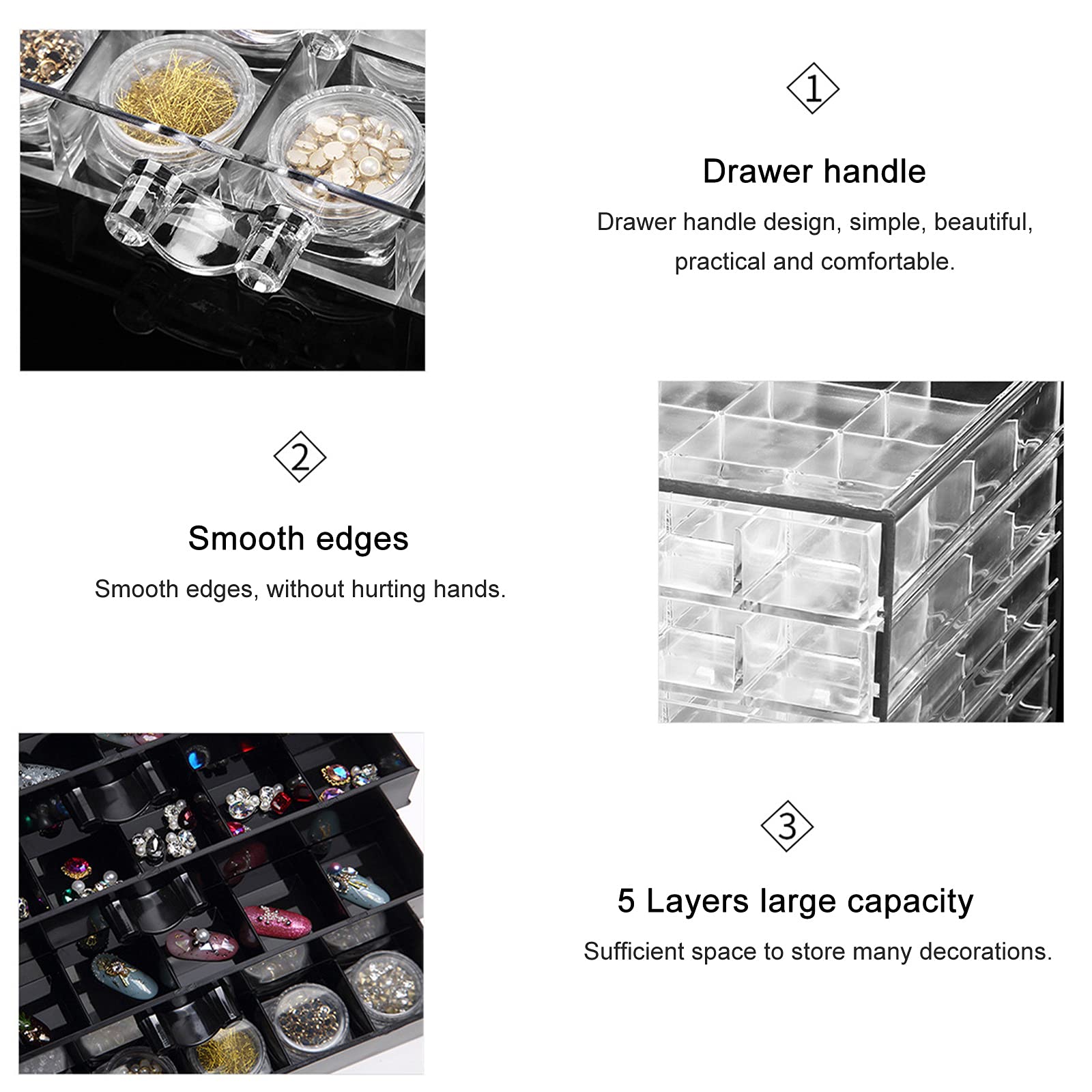 5-Layer Clear Acrylic Nail Polish Organizer with 120 Grids - Perfect for Nail Art Display, Jewelry Storage & Cosmetic Organization - Transparent Makeup Organizer Box for Salon, Home Vanity & Professional Use