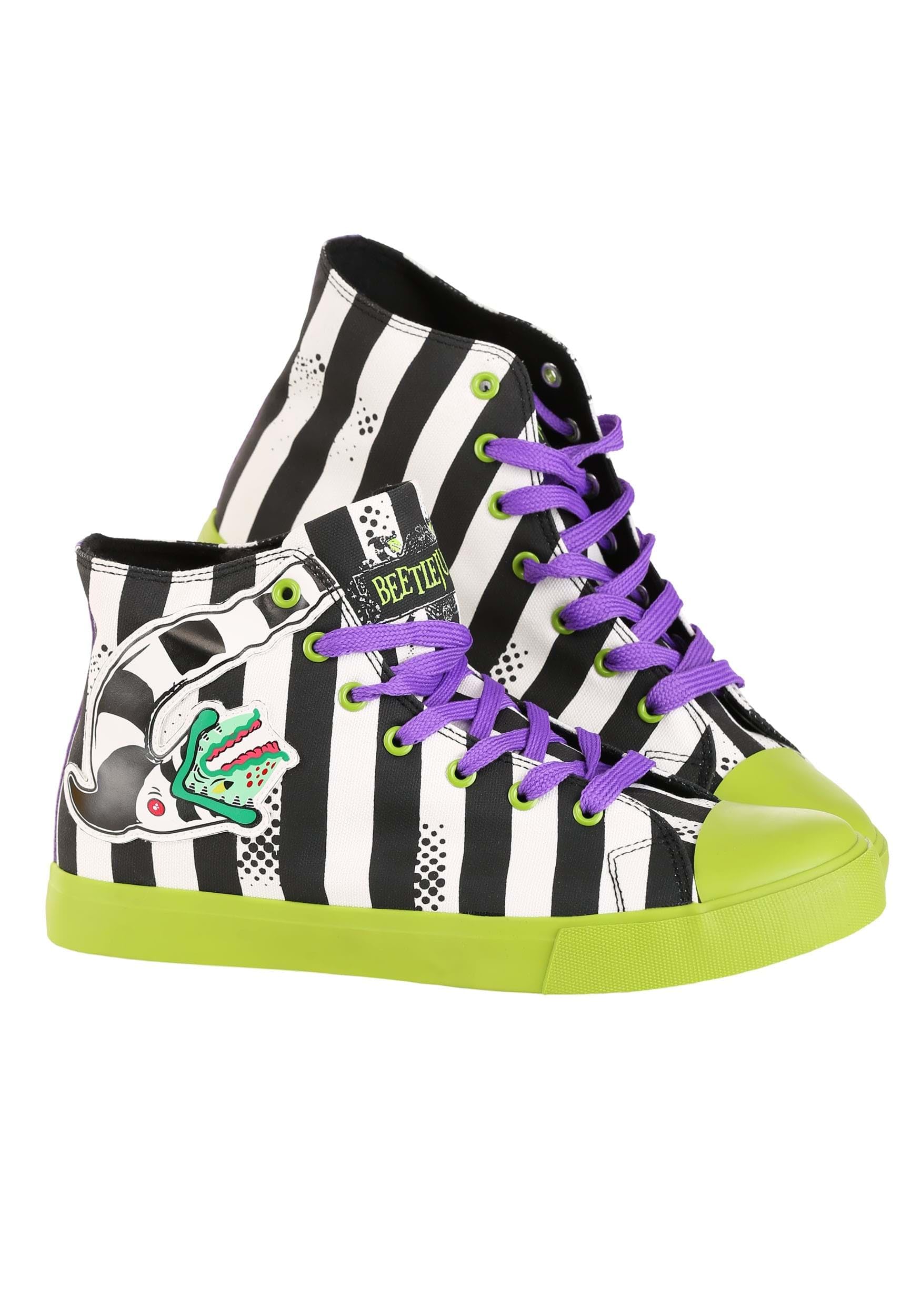 Stylish Unisex Beetlejuice Striped Sneakers - Trendy Casual Shoes for Men & Women | Perfect for Halloween Costumes, Cosplay, and Everyday Streetwear Fashion