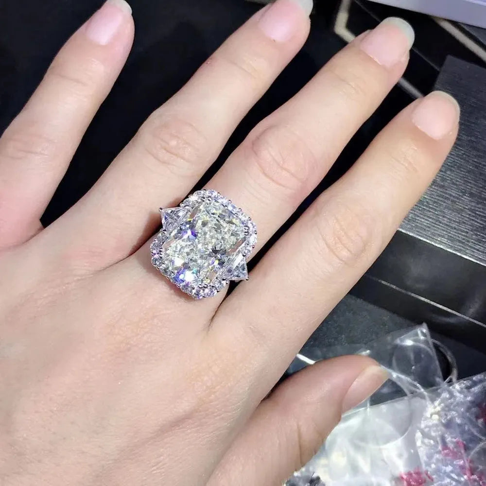 WUIHA 10CT VVS1 D Color Radiant Cut Moissanite Engagement Ring - 925 Sterling Silver Custom Wedding Jewelry for Proposals, Anniversaries & Special Occasions