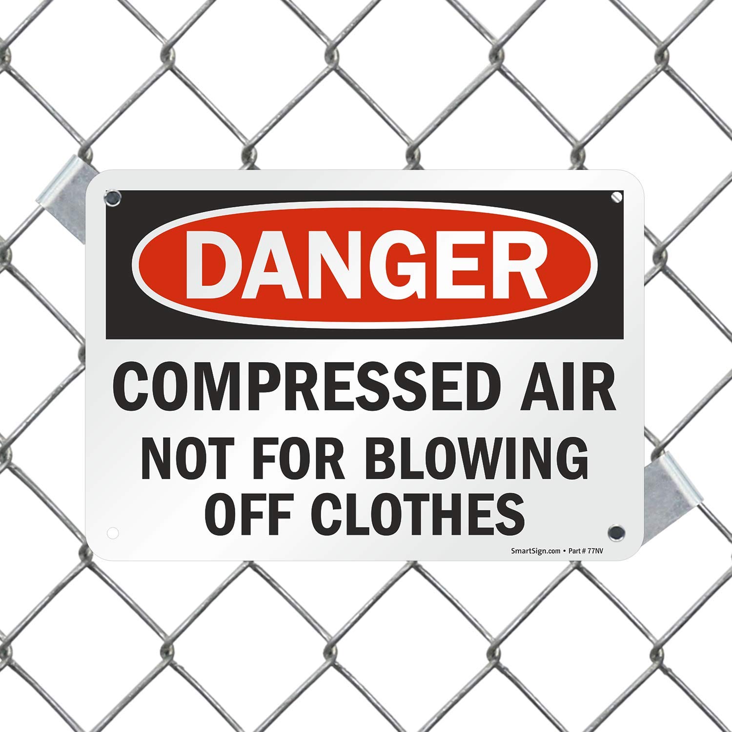 Danger - Compressed Air, Not For Blowing Off Clothes OSHA Sign | 7x10 Inch HDPE Plastic Safety Sign | Red, Black & White | 55 Mil Thickness | Workplace, Factory & Industrial Use