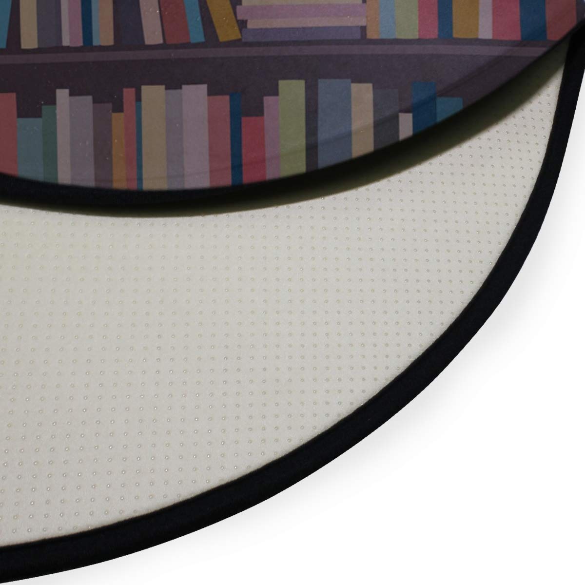 ALAZA Round Area Rug with Bookshelf & Library Quotes Design - 3' Diameter (92cm) for Living Room, Bedroom - Perfect for Reading Nooks, Study Areas & Cozy Home Decor