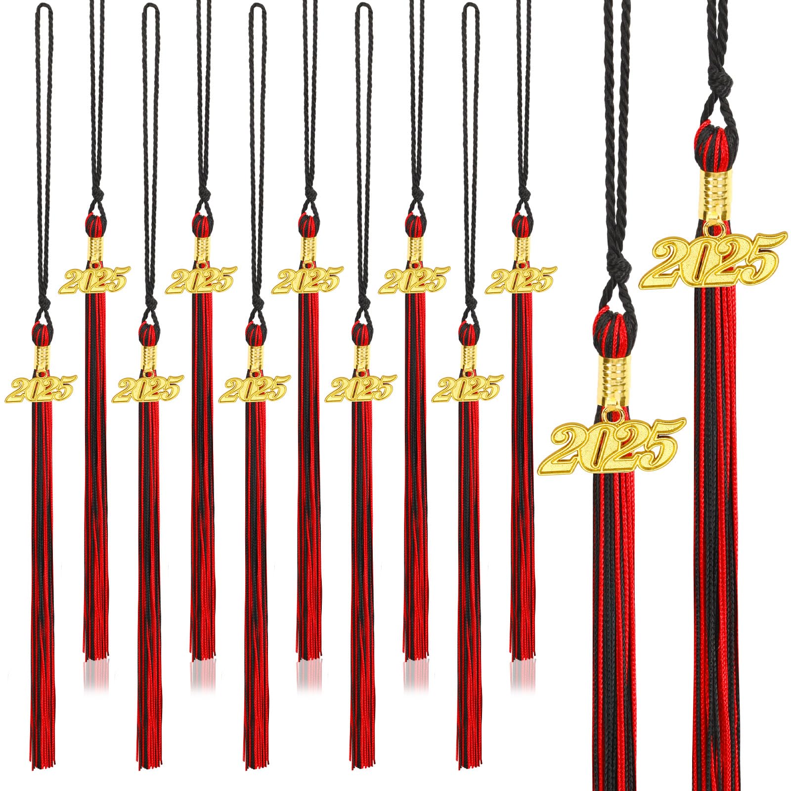 2025 Graduation Tassels - 20Pcs Black & Red Graduation Cap Tassels for High School & College Commencement Ceremonies - Perfect for 2025 Graduation Gifts, Yearbook Photos & Graduation Party Decorations