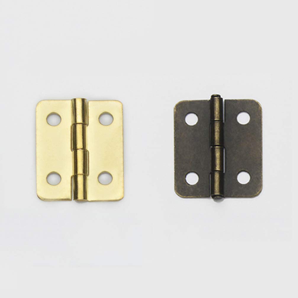Healifty 20pcs 1:12 Scale Miniature Hinges for Dollhouse Furniture - Bronze Cabinet & Closet Hardware with 80 Screws - Perfect for DIY Dollhouse, Miniature Models, and Craft Projects