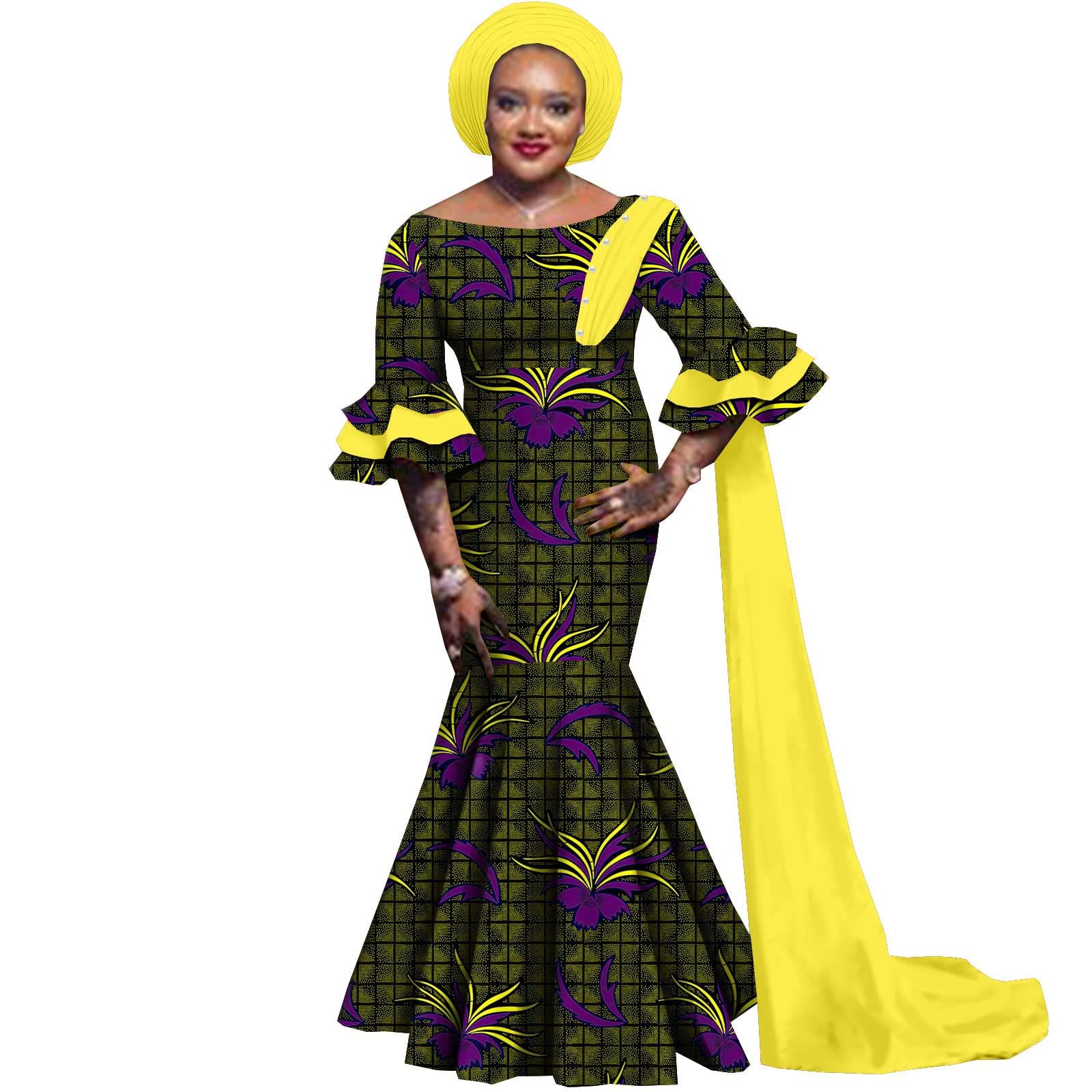 Authentic African Wax Print Dresses for Women - Bazin Riche Ankara Long Dress for Parties & Evening Events | Elegant African Clothing for Weddings, Cultural Celebrations & Special Occasions