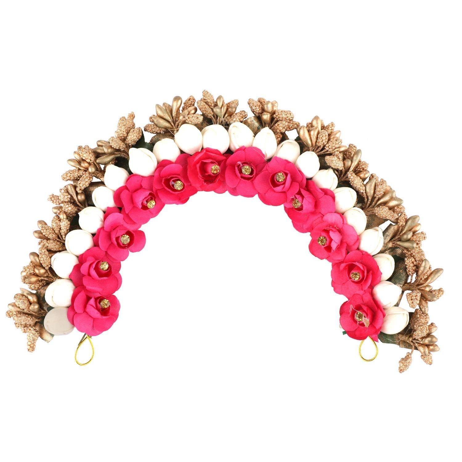 GuruEmbellish Hair Bun Juda Maker Flower Tiara & Gajra Bridal Hair Accessories for Women & Girls - Multicolor Wedding, Party & Festival Hair Jewelry