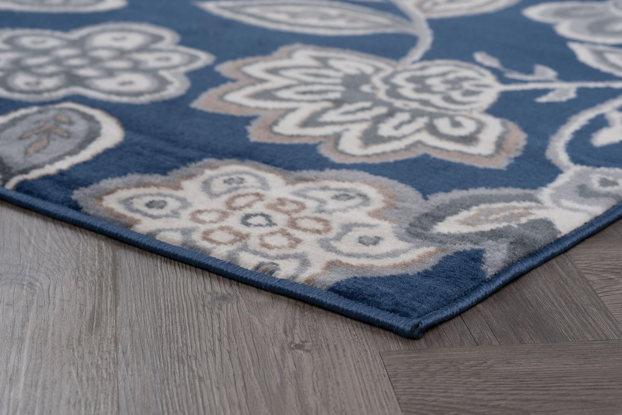 Tayse Navy Modern 5x7 Area Rug - Soft Indoor Contemporary Carpet for Living Room, Bedroom, Dining Room, Kitchen & Entryway - Non-Slip Low Pile Rug Perfect for Home Decor & High Traffic Areas