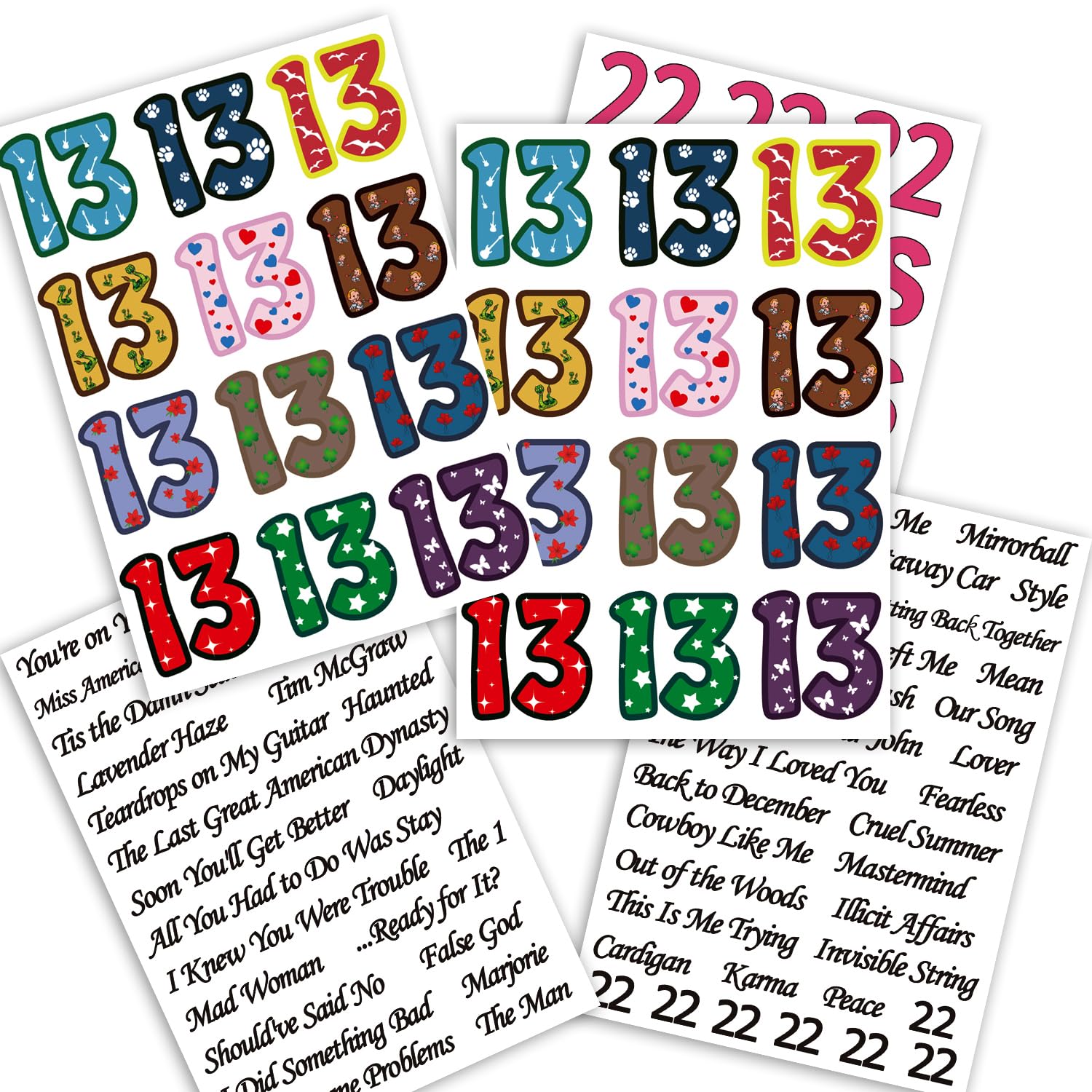 13 Taylor Swift Inspired Temporary Tattoos - Butterfly, Snake & Guitar Designs for Concerts, Raves & Music Festivals | Waterproof Fake Tattoos for Hand & Arm