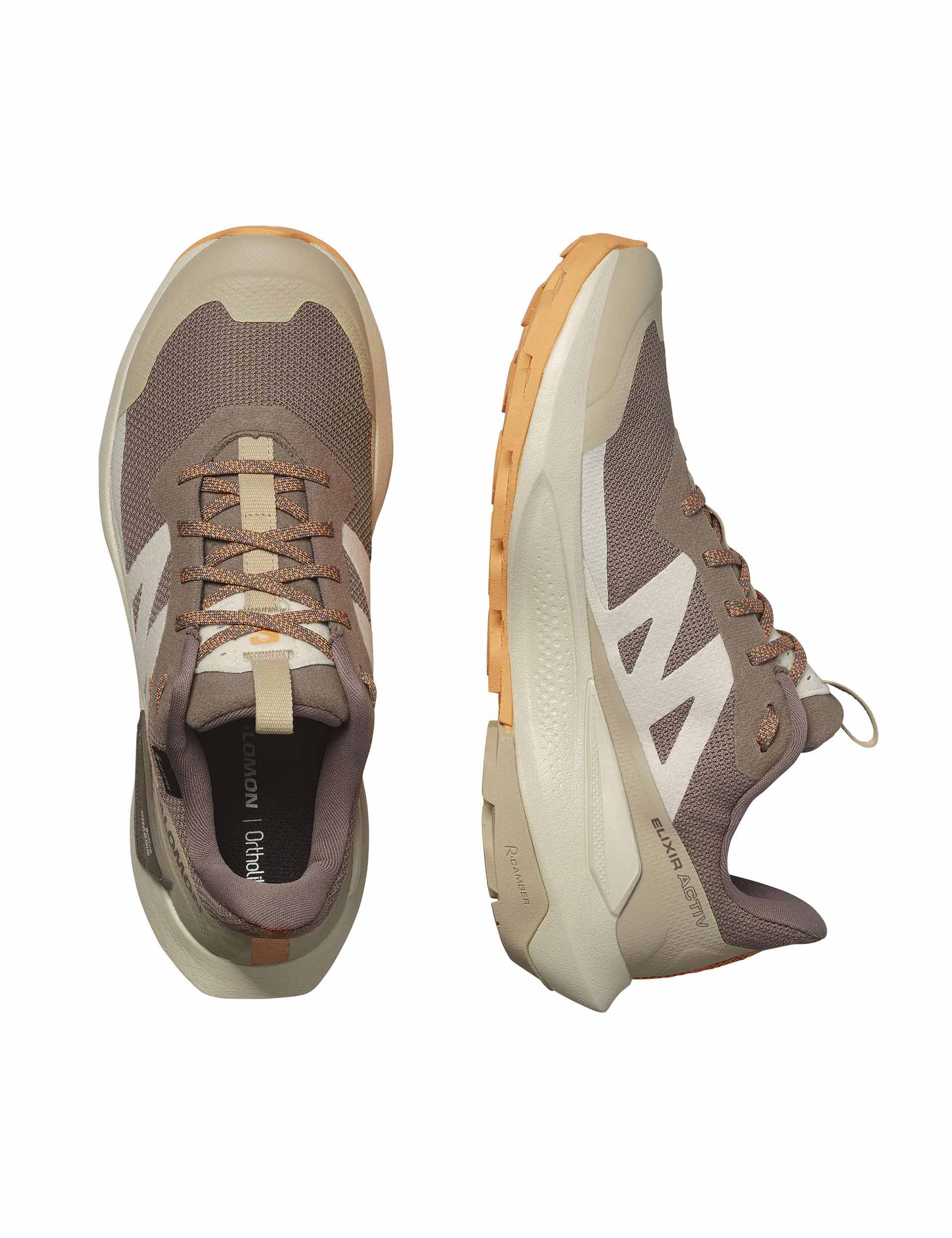 Elixir Activ Gore-Tex Hiking Shoes - Falcon/White Pepper/Papaya Colors | Waterproof & Breathable for Outdoor Adventures