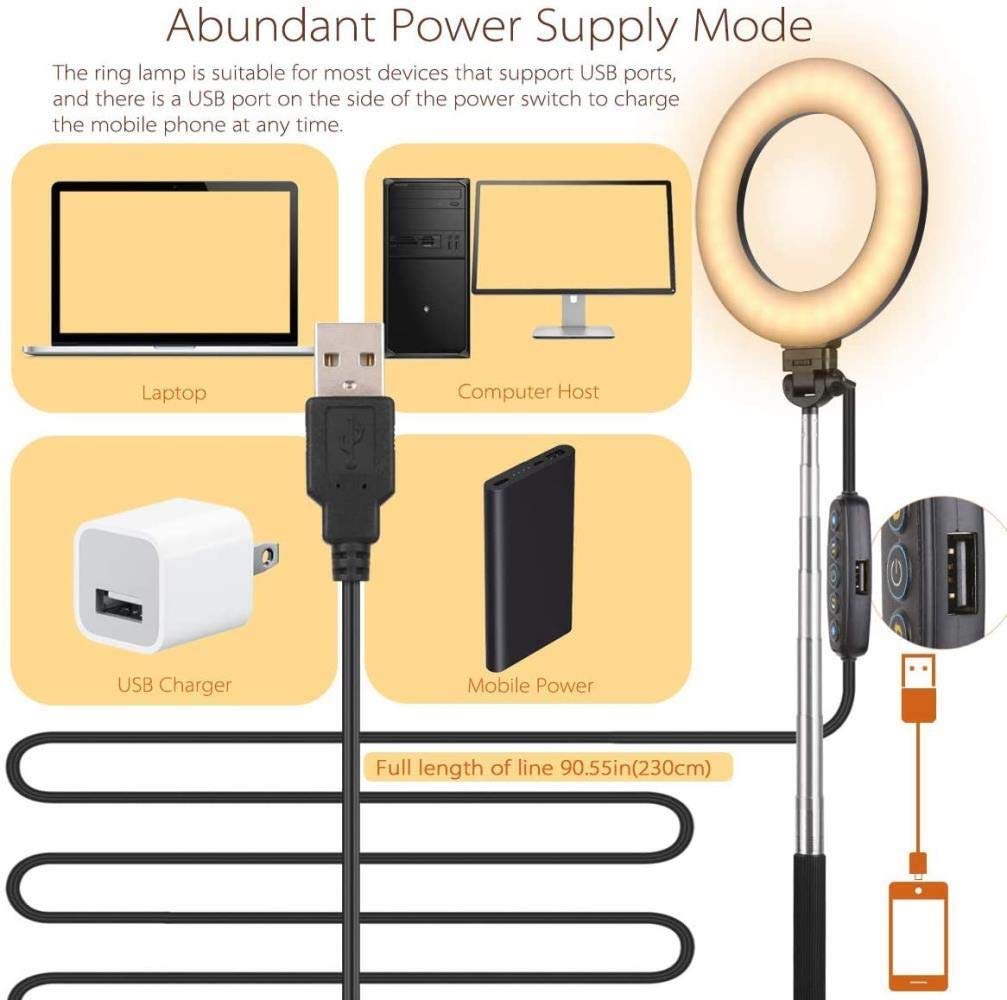 6 Inch Ring Light with Stand - HD Phone Clip & Desktop Photography Lighting for Live Streaming, YouTube Videos, TikTok & Selfies | Portable Fill Light for Content Creators & Vloggers
