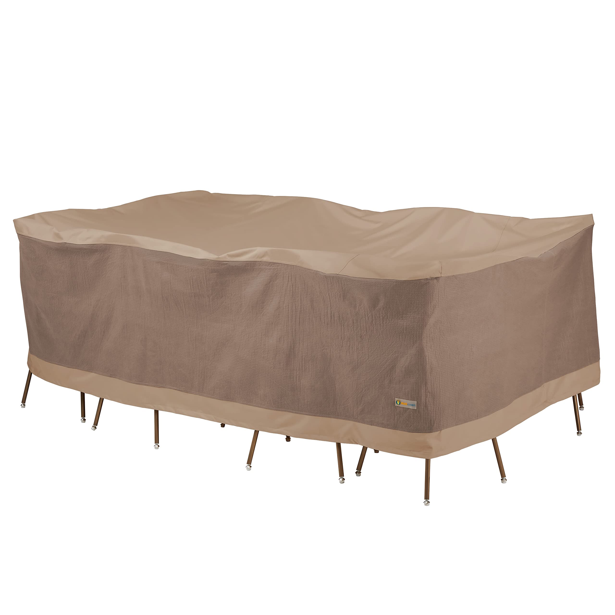 Duck Covers Elegant Waterproof 109-Inch Rectangular/Oval Patio Table & Chair Set Cover - Heavy Duty Outdoor Furniture Protection for All Seasons | Perfect for Backyard, Garden & Poolside Use