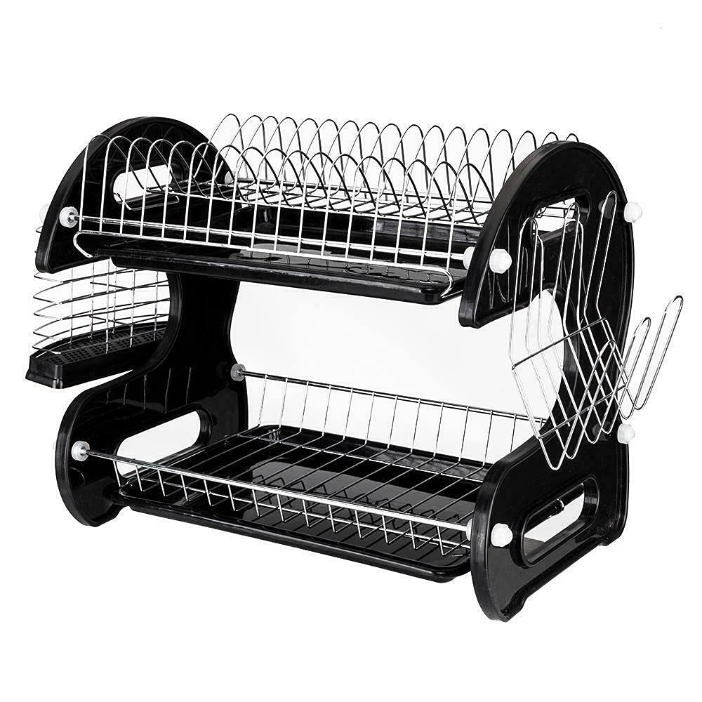2-Tier Stainless Steel Dish Drying Rack - Over The Sink Space Saving Kitchen Organizer for Plates, Cups & Utensils | Perfect for Small Kitchens, Apartments & RV Living