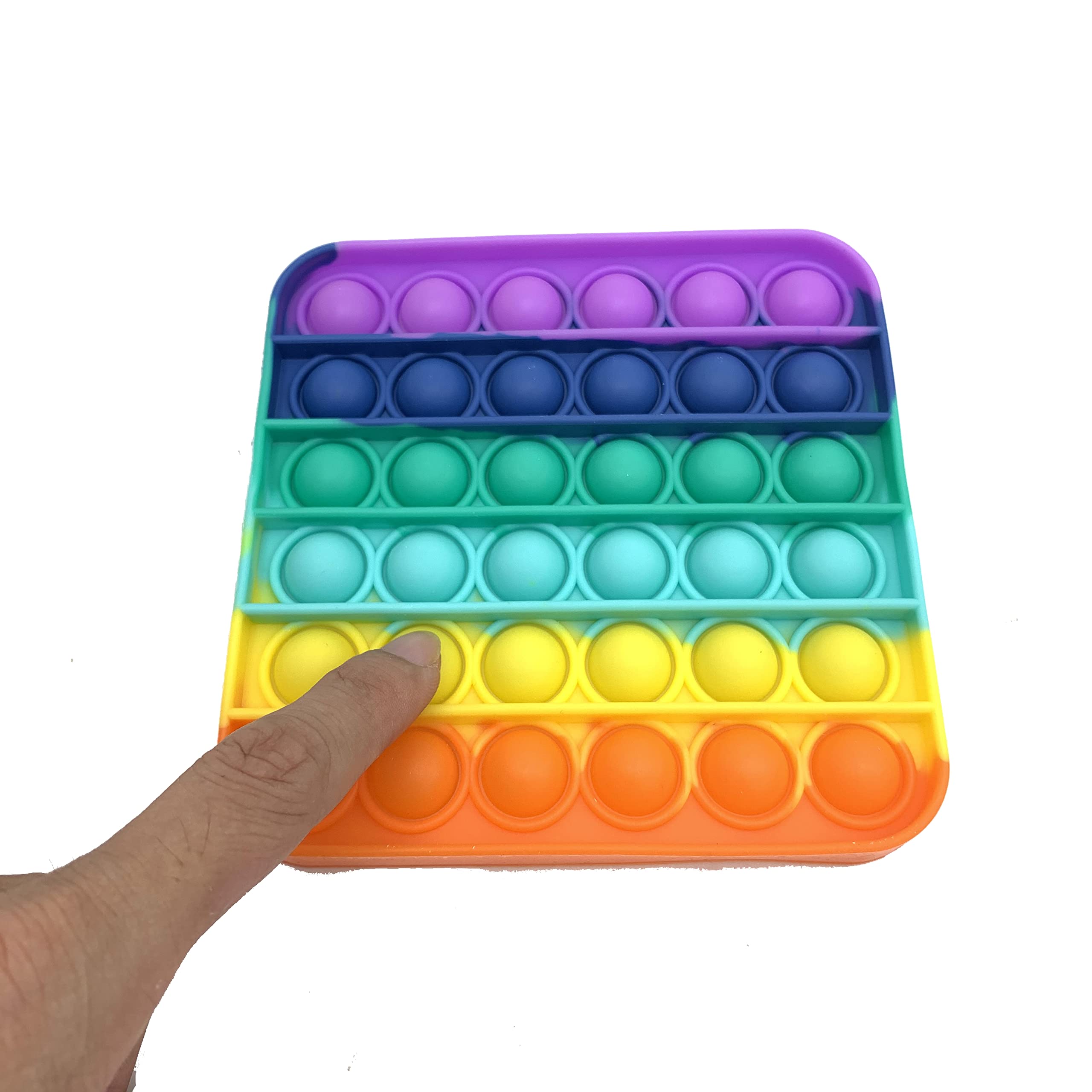 Push-N-Popz Bubble Fidget Toys - Stress Relief Sensory Toys for Kids & Adults, Washable Silicone Round & Square Poppers (Set of 2) - Perfect for Anxiety Relief, Classroom Focus & ADHD Sensory Play