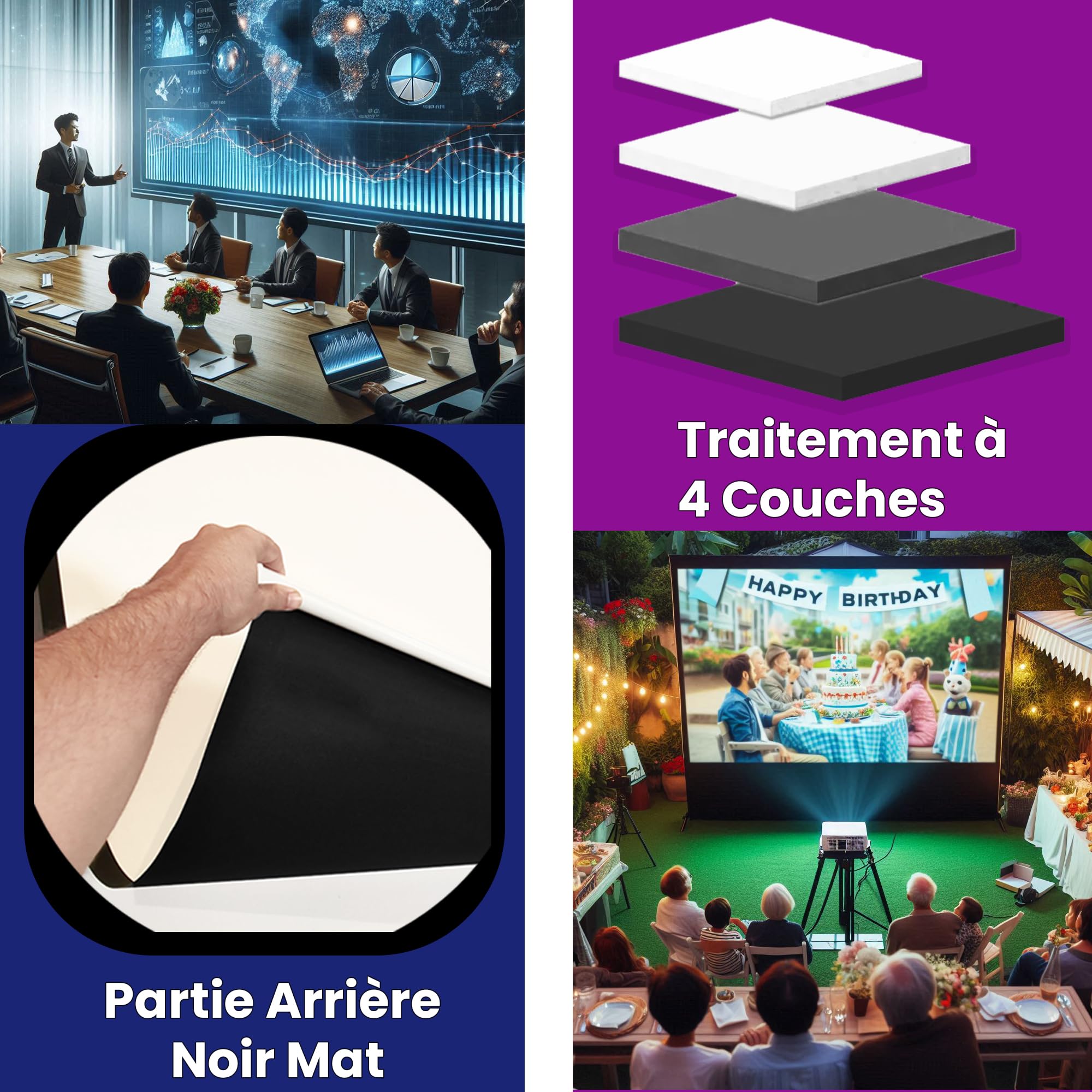120 Inch Manual Pull Down Projector Screen 16:9 HD 4K 3D Ready - Wall/Ceiling Mountable Home Theater & Office Projection Screen (264x150cm) for Movies, Presentations & Gaming - Easy Height Adjustment & Compact Housing (283cm)