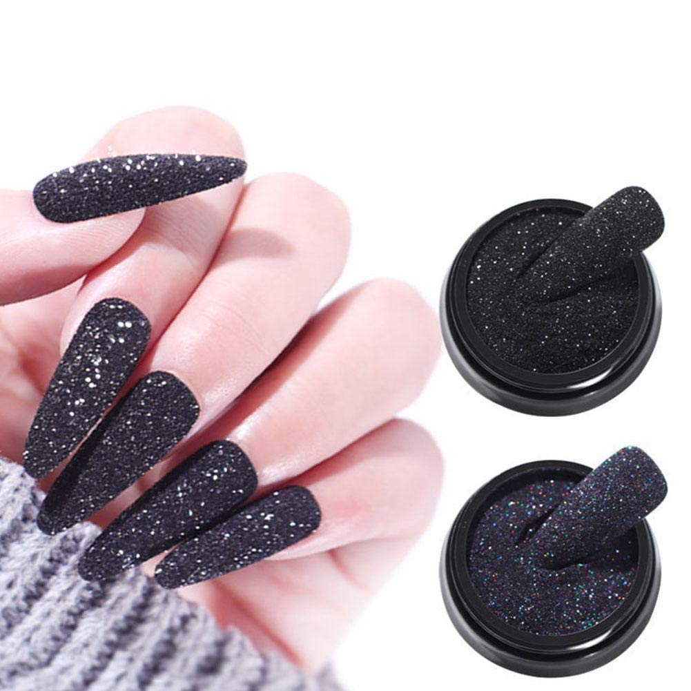 Holographic Black Nail Glitter Powder - Shimmering Sugar Effect Nail Art Decoration for Manicure, DIY Crafts & Nail Designs - Perfect for Parties, Salons & Home Nail Art