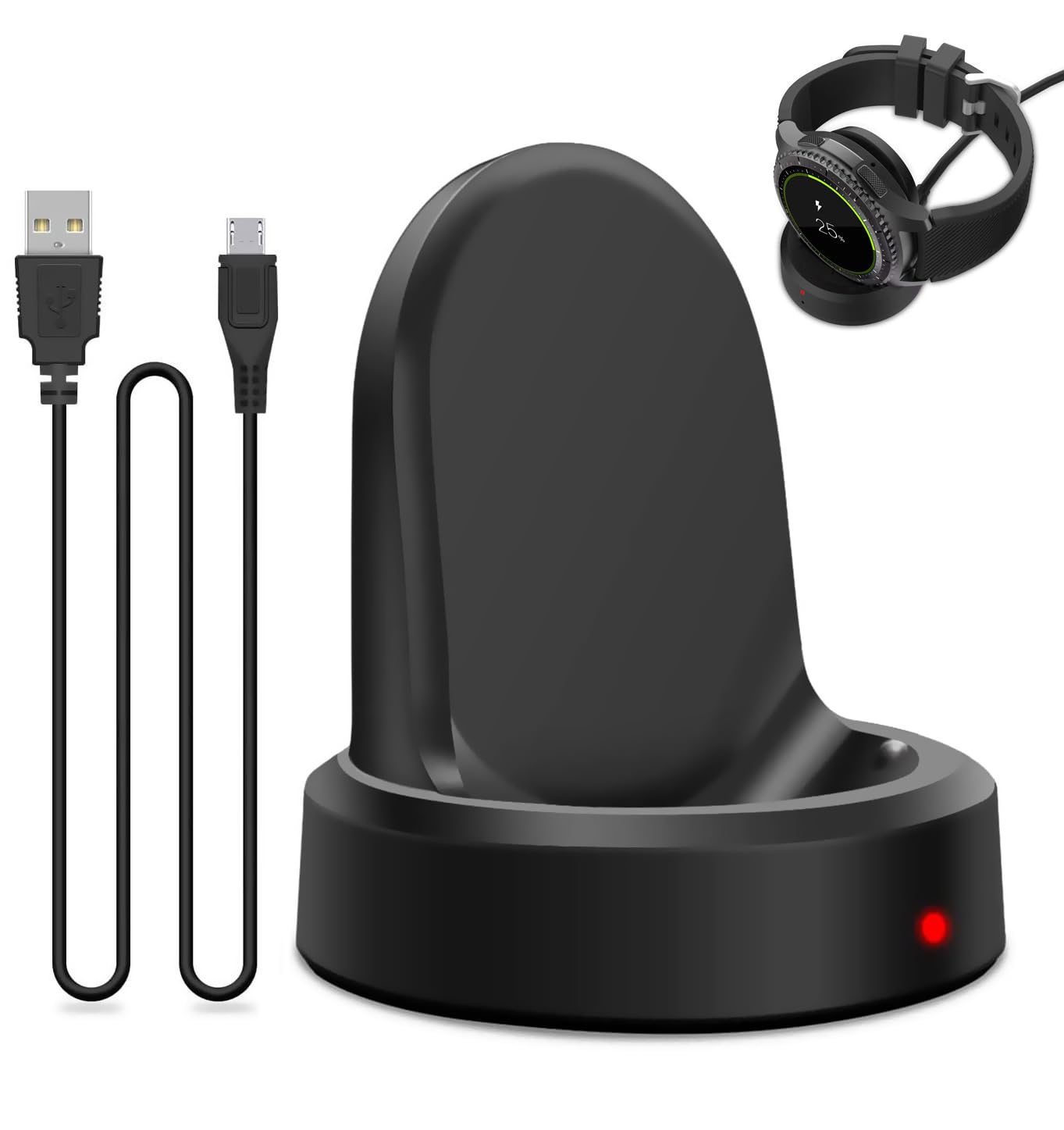 Samsung Gear S2/S3/S4 Smart Watch Charger Dock with Micro USB Cable - Fast Charging Station for Samsung Gear S2 Classic, S3 Frontier & S4 Smartwatches | Perfect for Home, Office & Travel Use