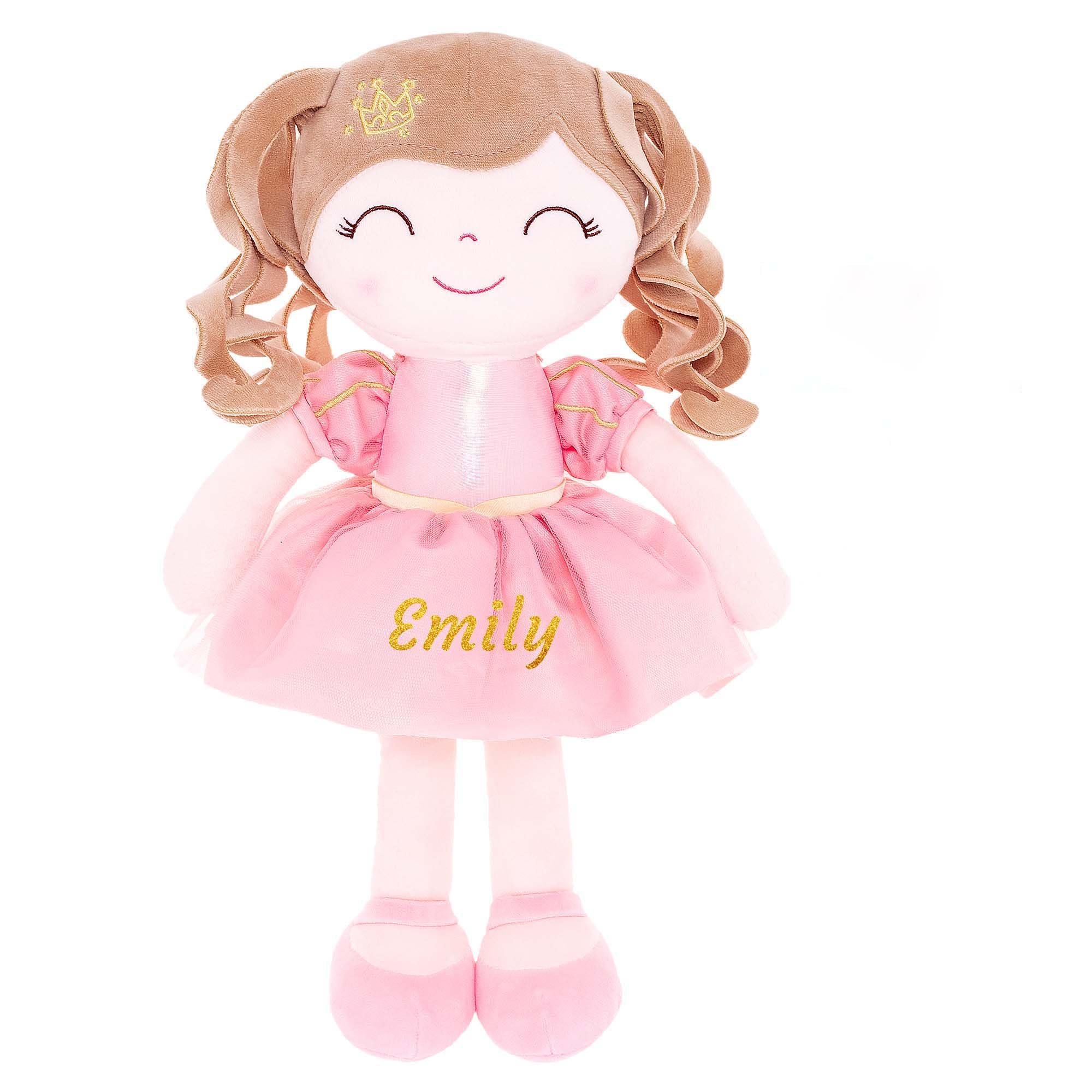 Gloveleya 16 Inch Personalized Plush Baby Doll - Soft Crown Princess Doll for Girls, First Baby Gift with Gift Bag | Perfect for Birthdays, Christmas & Special Occasions
