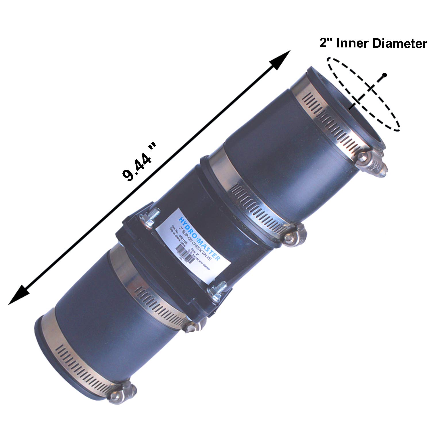Hydro Master 2 Inch Plastic Sump Pump Check Valve with Stainless Steel Clamps - Heavy Duty Water Flow Control for Basement, Pool & Drainage Systems
