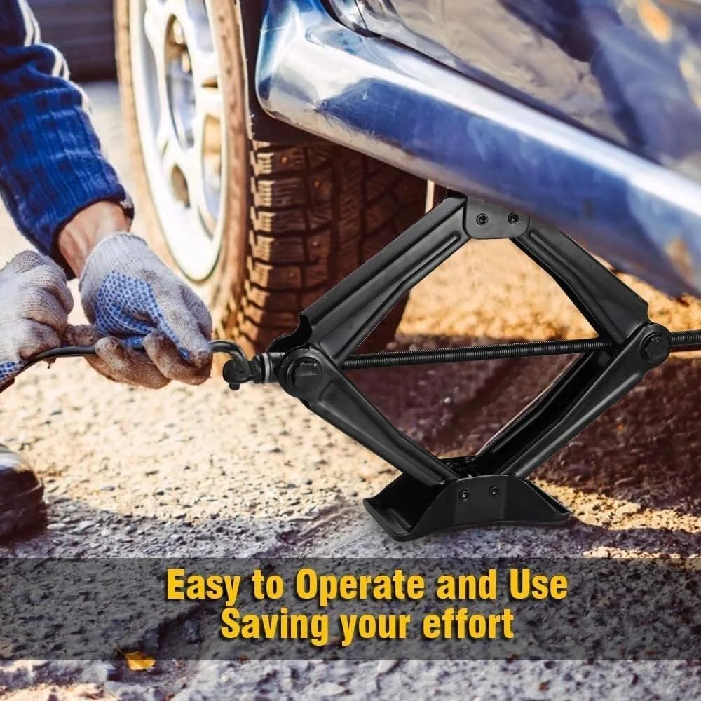 2 Ton (4400 lbs) Universal Car Scissor Jack Kit with Lug Wrench - Emergency Tire Changing Tool for Car, SUV & MPV - Perfect for Roadside Assistance & Flat Tire Repair