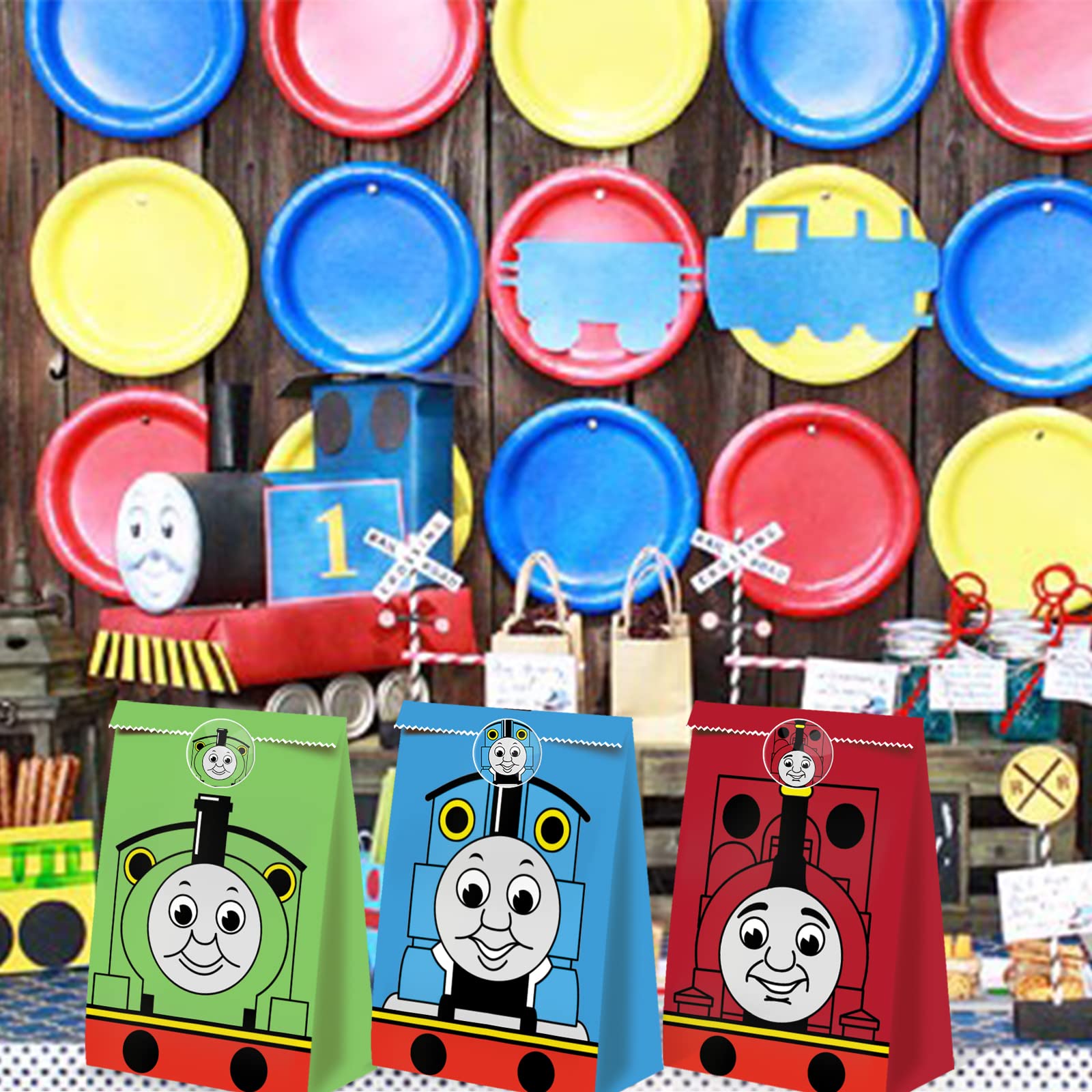 24 PCS Train-Themed Candy Bags for Birthday Parties & Favors - Colorful Treat Bags for Kids' Train Birthday, Baby Shower & School Events