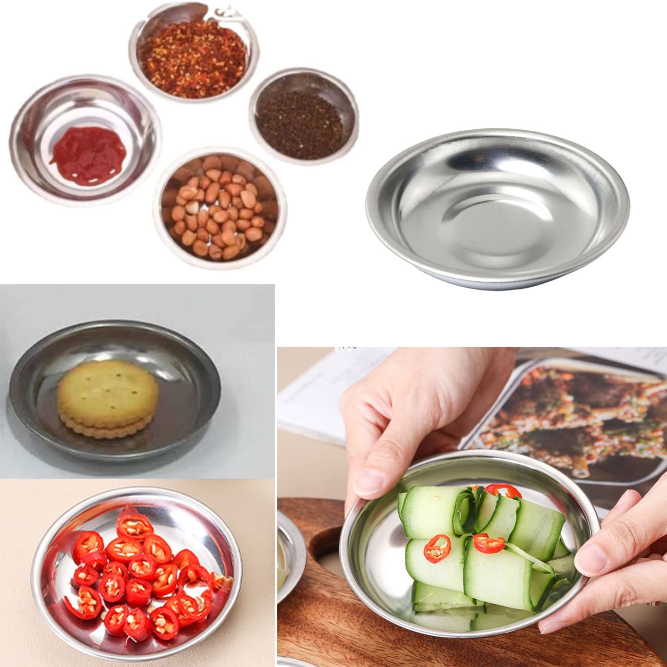 8pcs Stainless Steel Sauce Dishes - 8mm Round Dipping Bowls for Soy Sauce, Soup & Seasoning | Durable Restaurant & Home Kitchen Supplies | Perfect for Sushi, Dumplings, Hot Pot & Salad Dressing