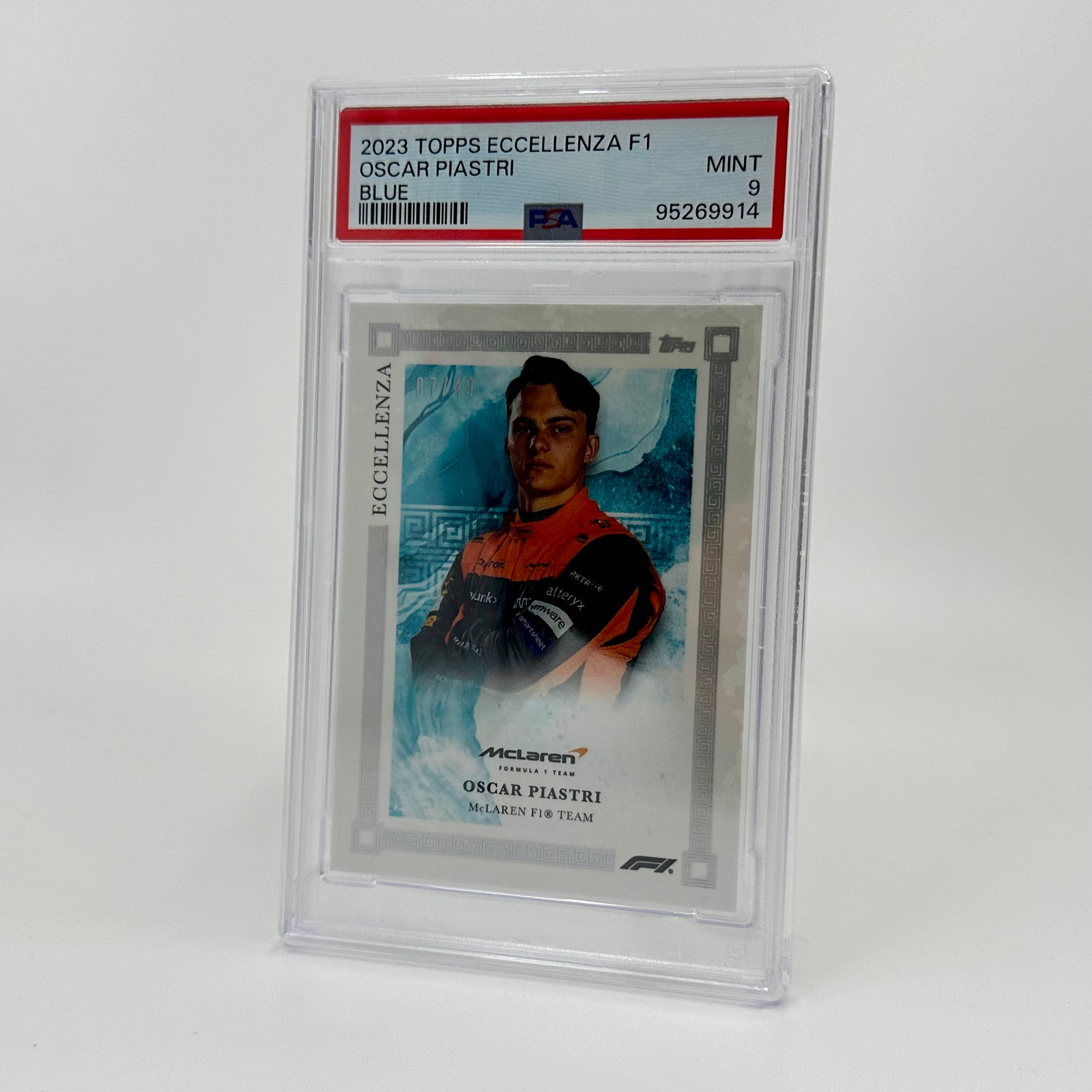 2023 Topps Eccellenza F1 Oscar Piastri Blue PSA 9 /49 - Rare Racing Card for Collectors & F1 Fans, Perfect for Display & Investment