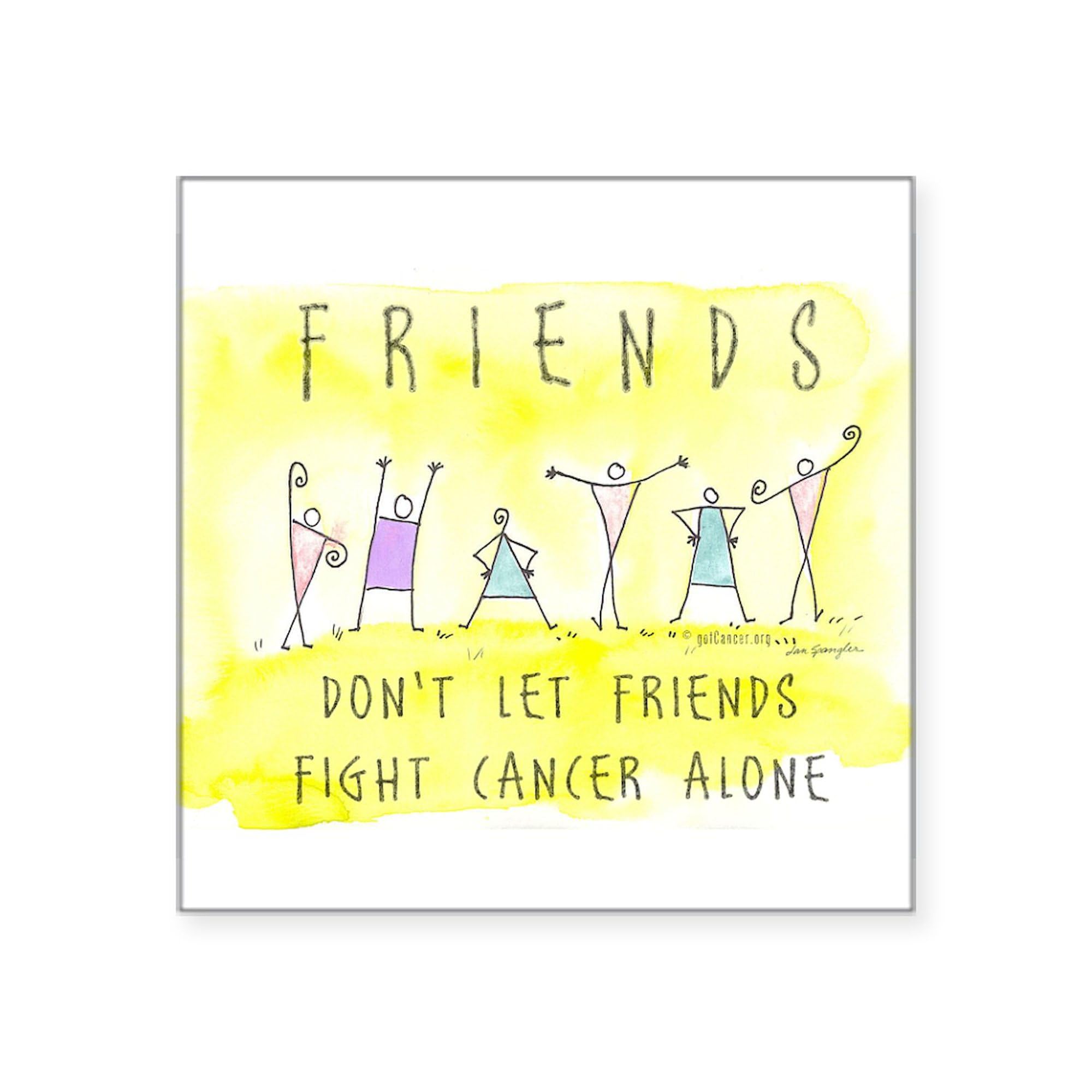 Cancer Friends Rectangle Sticker - Square Bumper Car Decal for Vehicles, Laptops & Water Bottles - Support Awareness & Show Solidarity