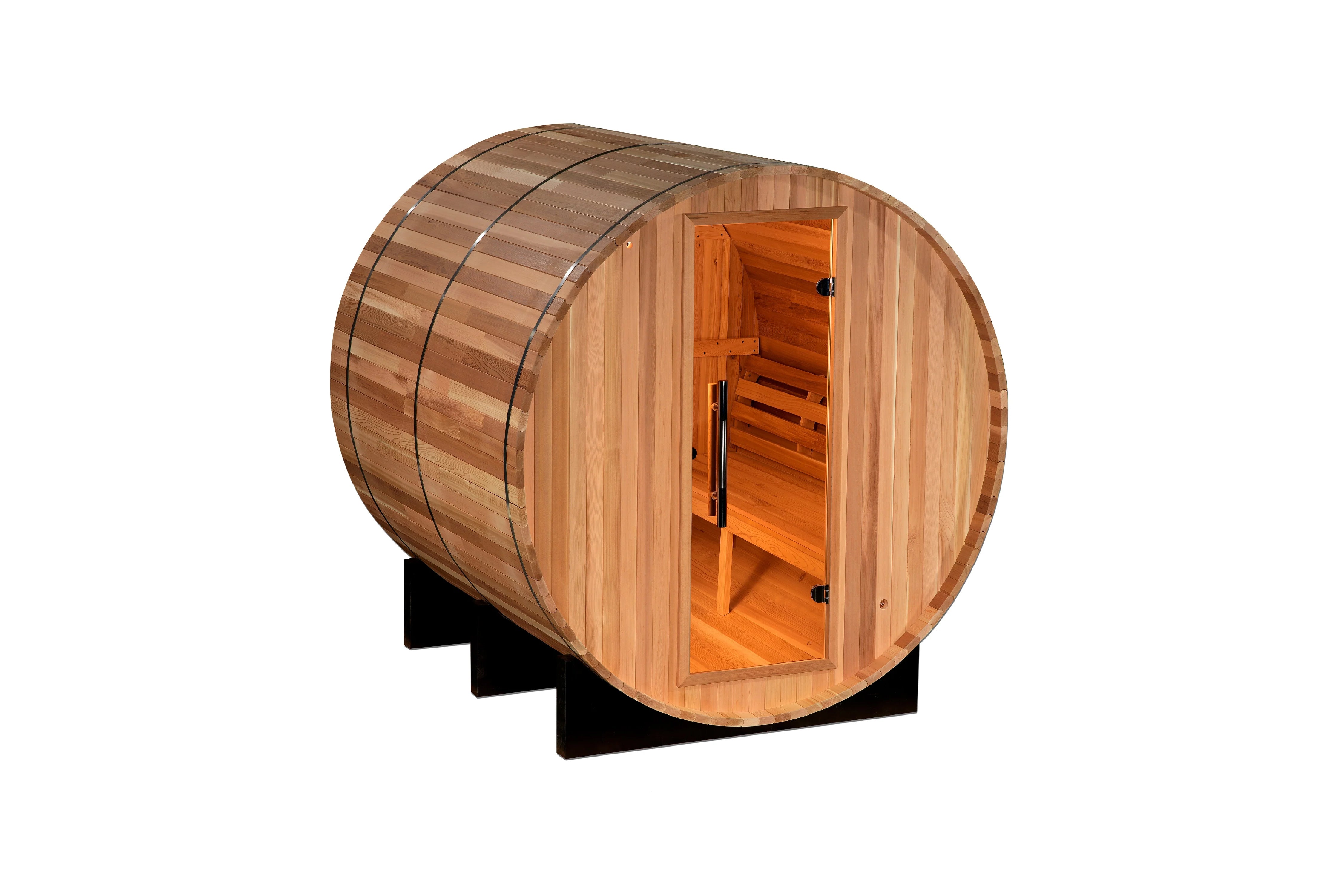 Golden Designs Uppsala 4-Person Barrel Sauna - Traditional Steam Sauna for Home Relaxation & Detox - Perfect for Backyard, Spa & Wellness Retreats