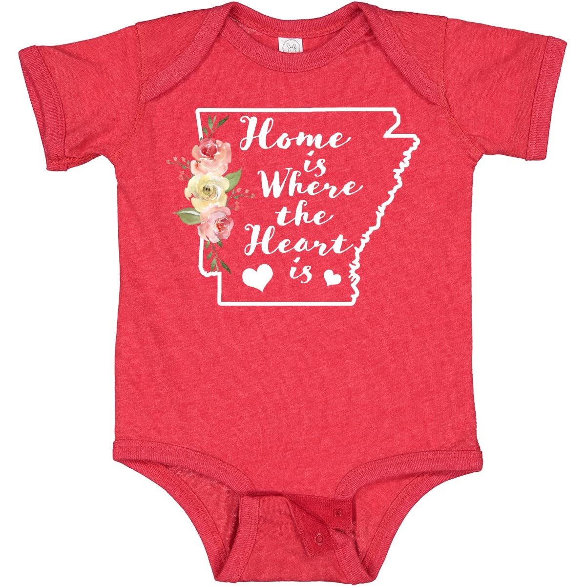 Inktastic Arkansas Home is Where The Heart is Watercolor Baby Bodysuit - Soft Cotton Onesie for Newborns, Infants & Toddlers - Perfect for Family Photos, Holidays & Everyday Wear
