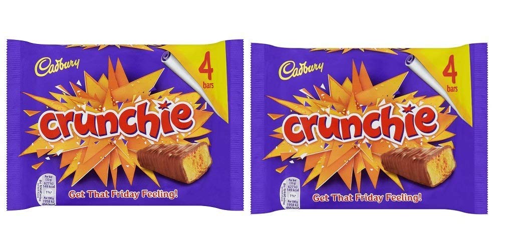 Original Cadbury Crunchie Chocolate Bar Pack - 2 British Imported Honeycomb Coated Chocolate Candy Bars | Perfect for Gifts, Snacking & Dessert Toppings