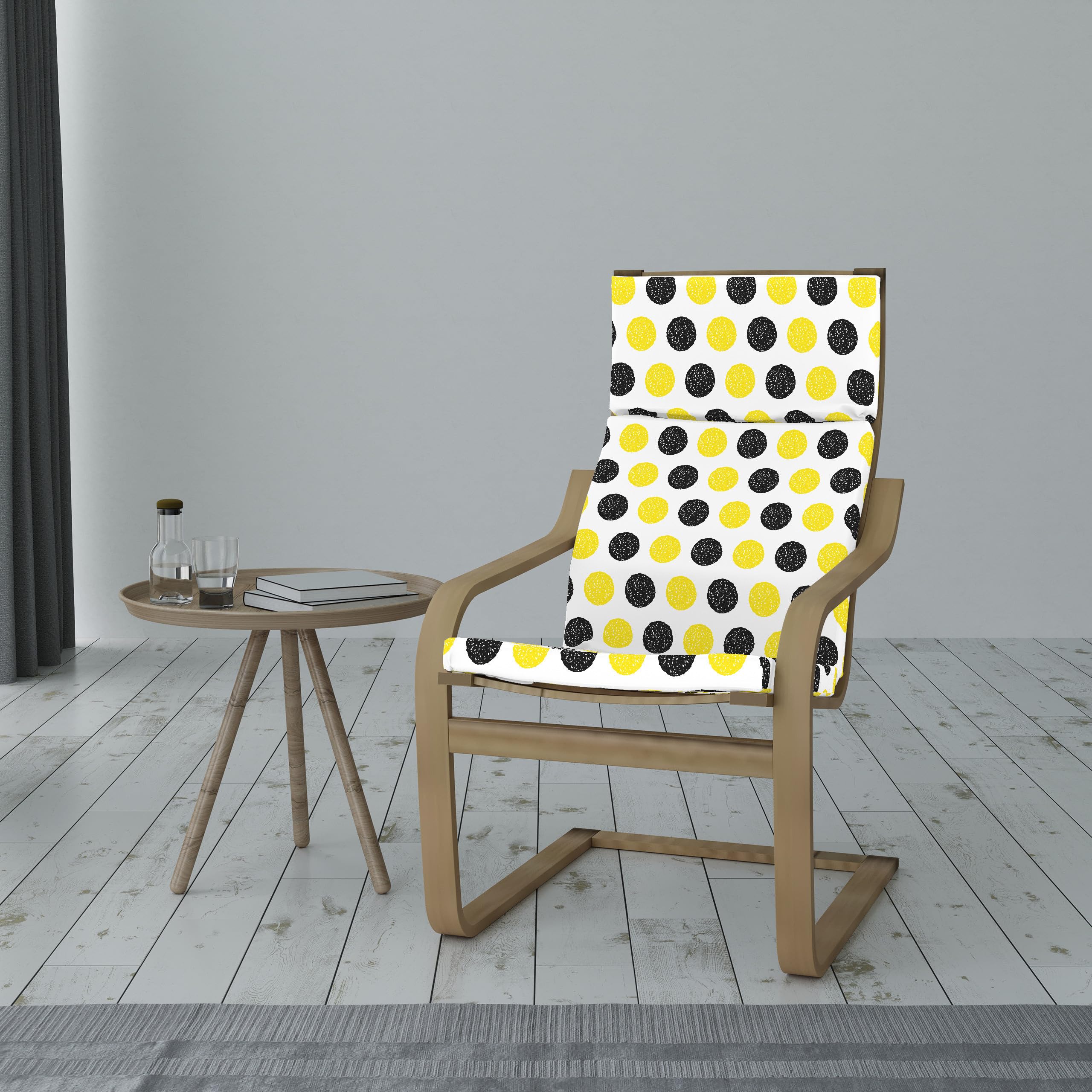 Ambesonne Yellow Armchair Slipcover - Grunge Style Round Motifs - for Living Room Decor