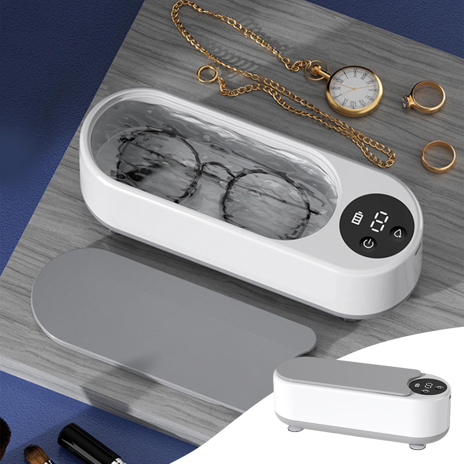 KITTEHIGM Ultrasonic Cleaner 450ML - Portable Jewelry & Eyewear Cleaning Machine for Glasses, Watches, Rings - Perfect for Home & Travel Use