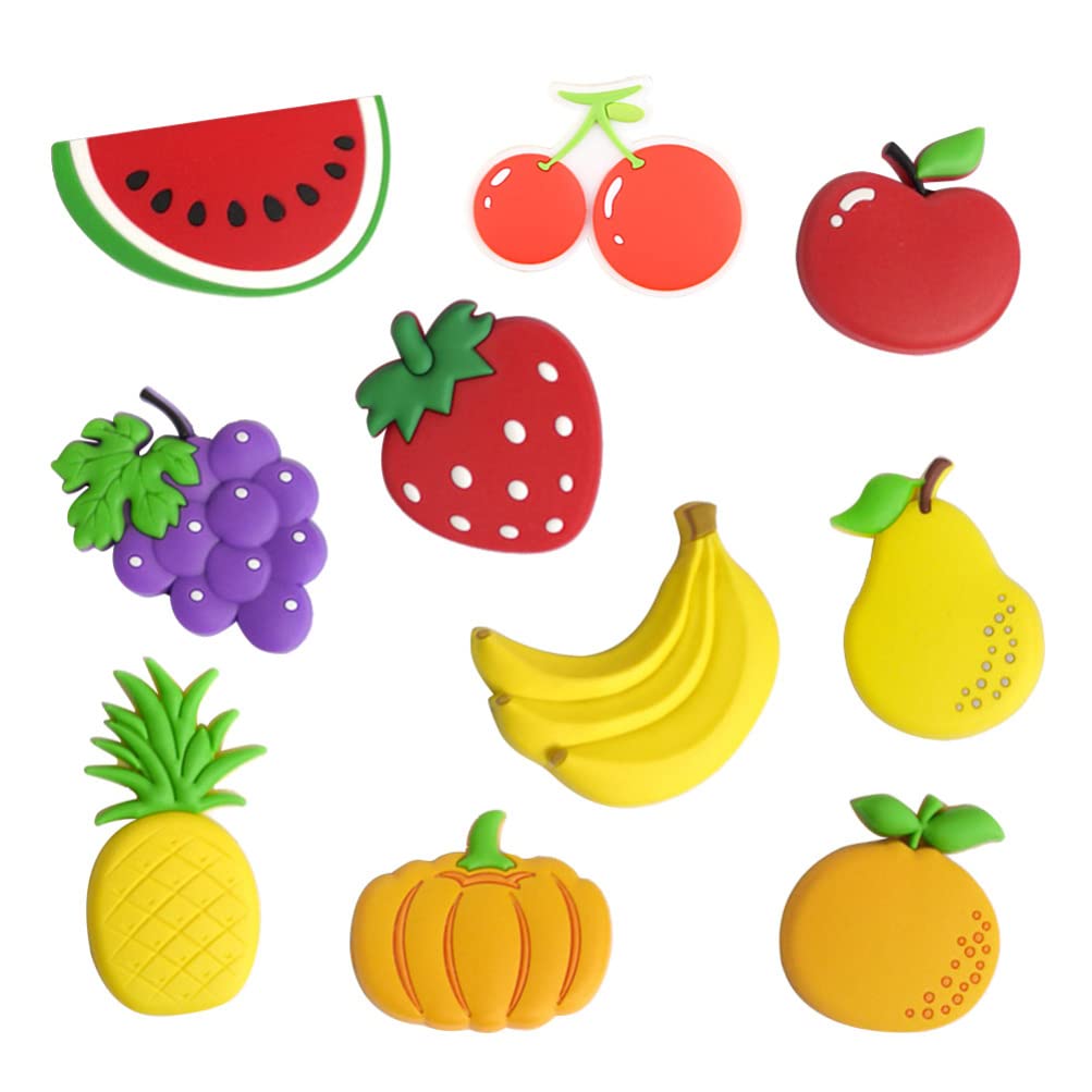 YARDWE 10pcs Fruit & Vegetable Fridge Magnets - Colorful Cartoon Refrigerator Stickers for Kitchen Decor - Perfect for Home, Office & Dorm Room Organization