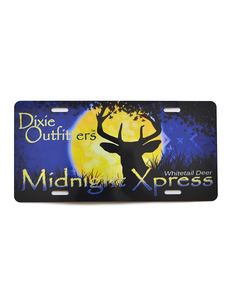 Midnight Express Whitetail Deer License Plate - Durable Metal Car Tag for Hunting Enthusiasts - Perfect for Trucks, SUVs & Outdoor Adventures