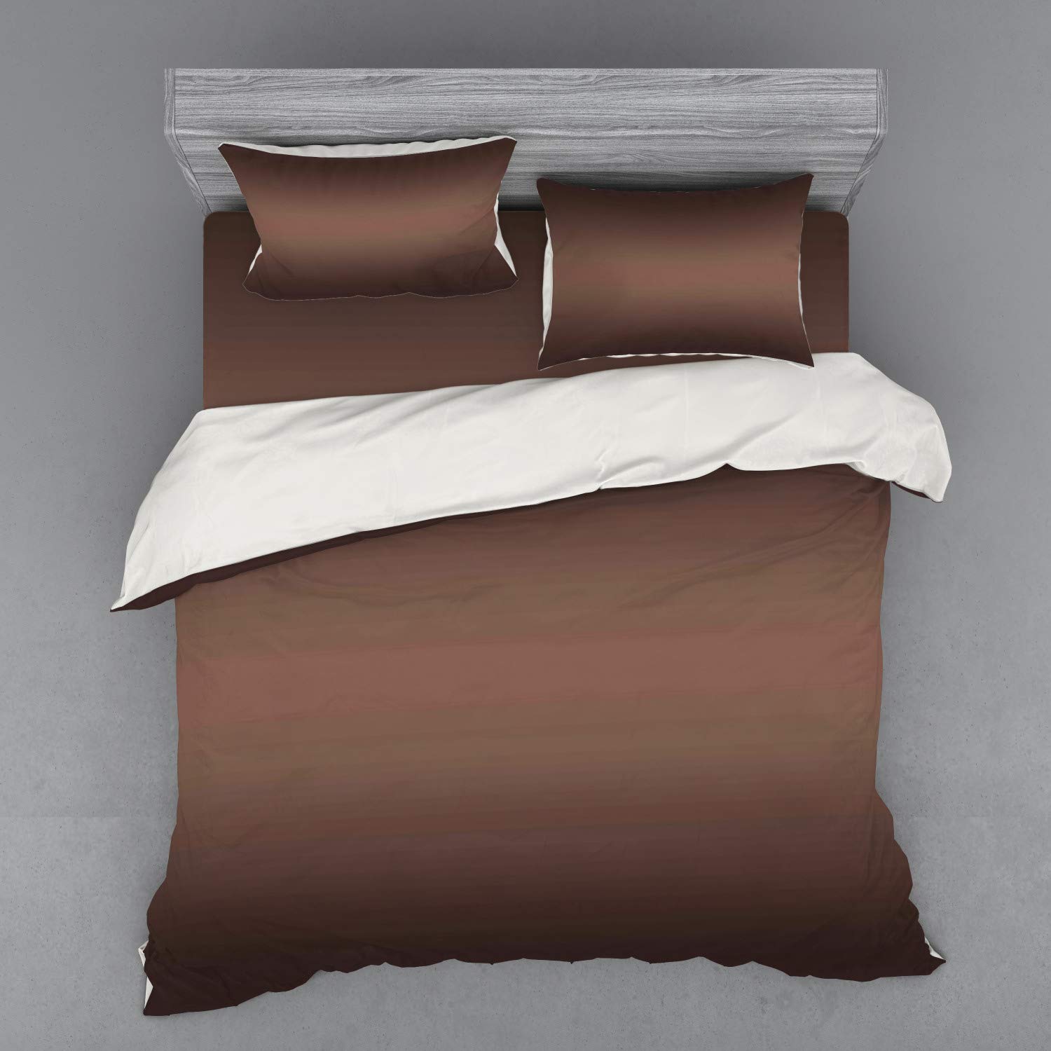 Ambesonne Ombre Duvet Cover Set King Size - Dark Chocolate Brown Healthy Food Inspired Gradient Design - 4 Piece Bedding Set with Shams & Fitted Sheet - Perfect for Modern Bedrooms, Guest Rooms & Cozy Home Decor
