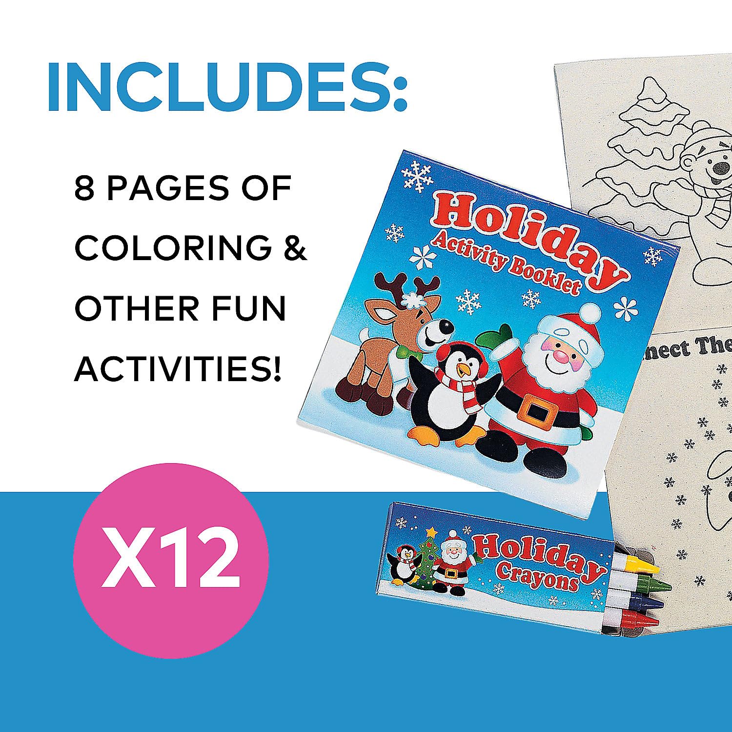 Holiday Activity Booklet with Crayons - Christmas Coloring Fun for Kids
