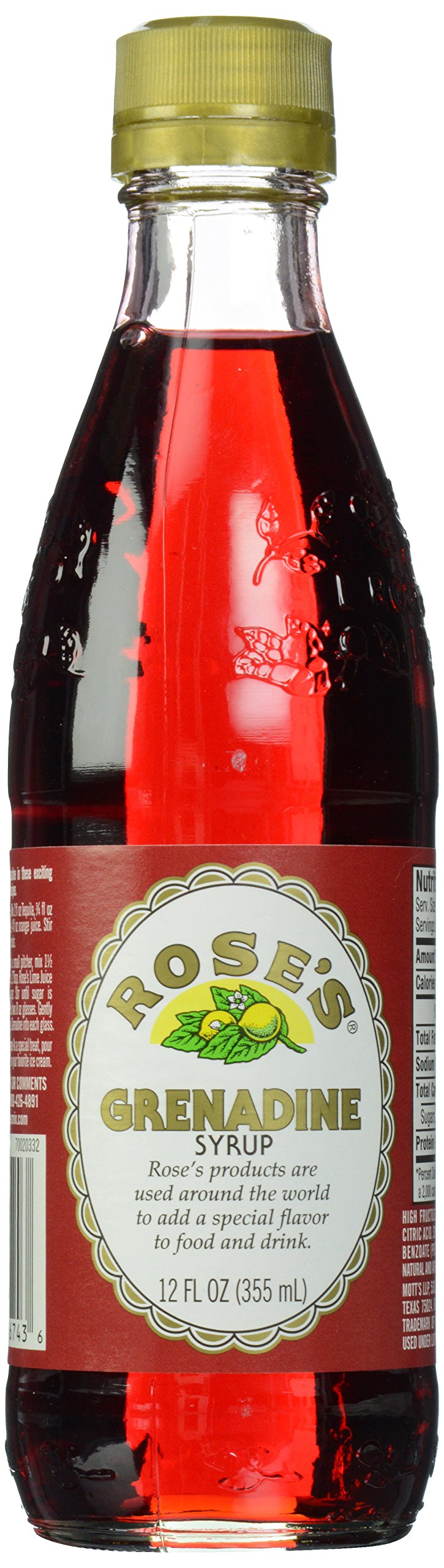 Premium Rose's Grenadine Syrup - 12 oz Bottle | Cocktail Mixer for Margaritas, Shirley Temples & Mocktails | Bar Essentials & Home Bartending Supplies