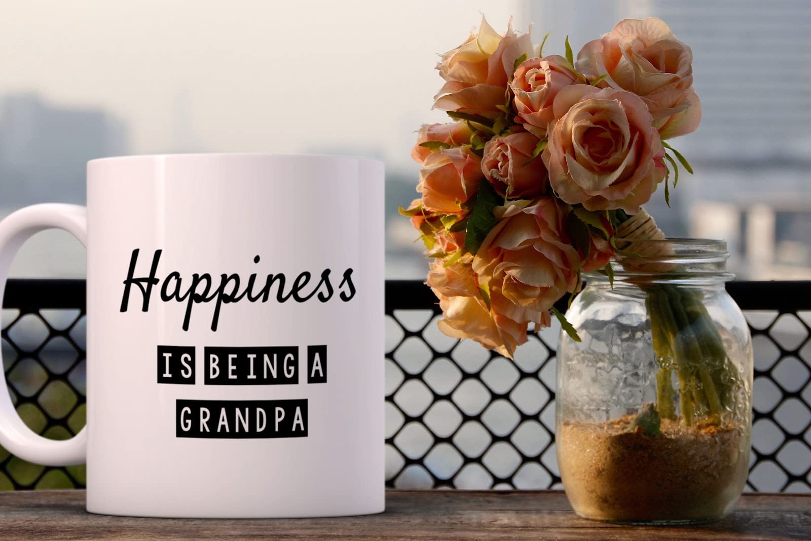Grandpa Coffee Mug - 'Happiness Is Being A Grandpa' Ceramic Cup - Perfect Pregnancy Announcement Gift for New Grandfathers - Ideal for Father's Day, Retirement & Family Celebrations