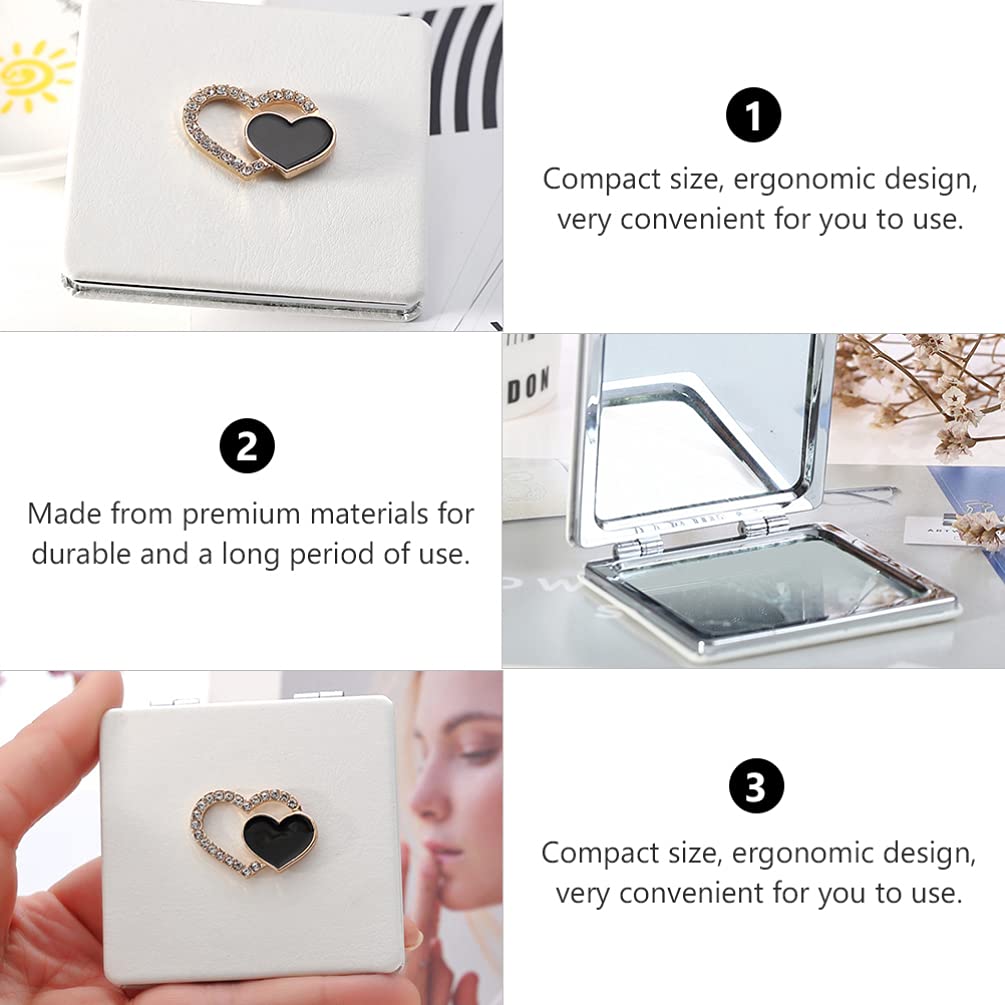OSALADI Compact Travel Makeup Mirror - Mini Folding PU Leather Cosmetic Mirror with Double-Sided Design, Handheld Pocket Mirror for Women & Girls - Perfect for Travel, Purse & Daily Makeup Touch-Ups