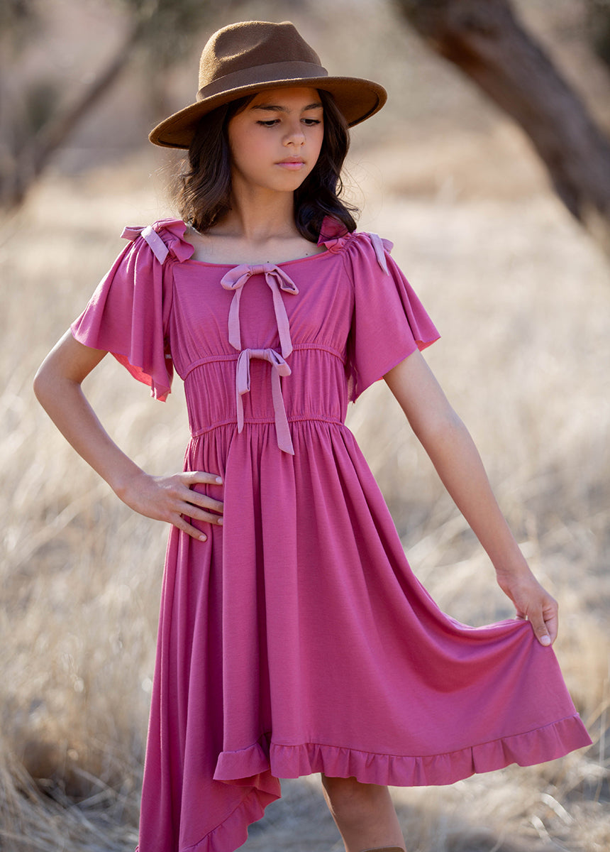 Franny Dress in Rosette - Elegant Floral Lace Midi Dress for Women | Perfect for Weddings, Parties & Special Occasions