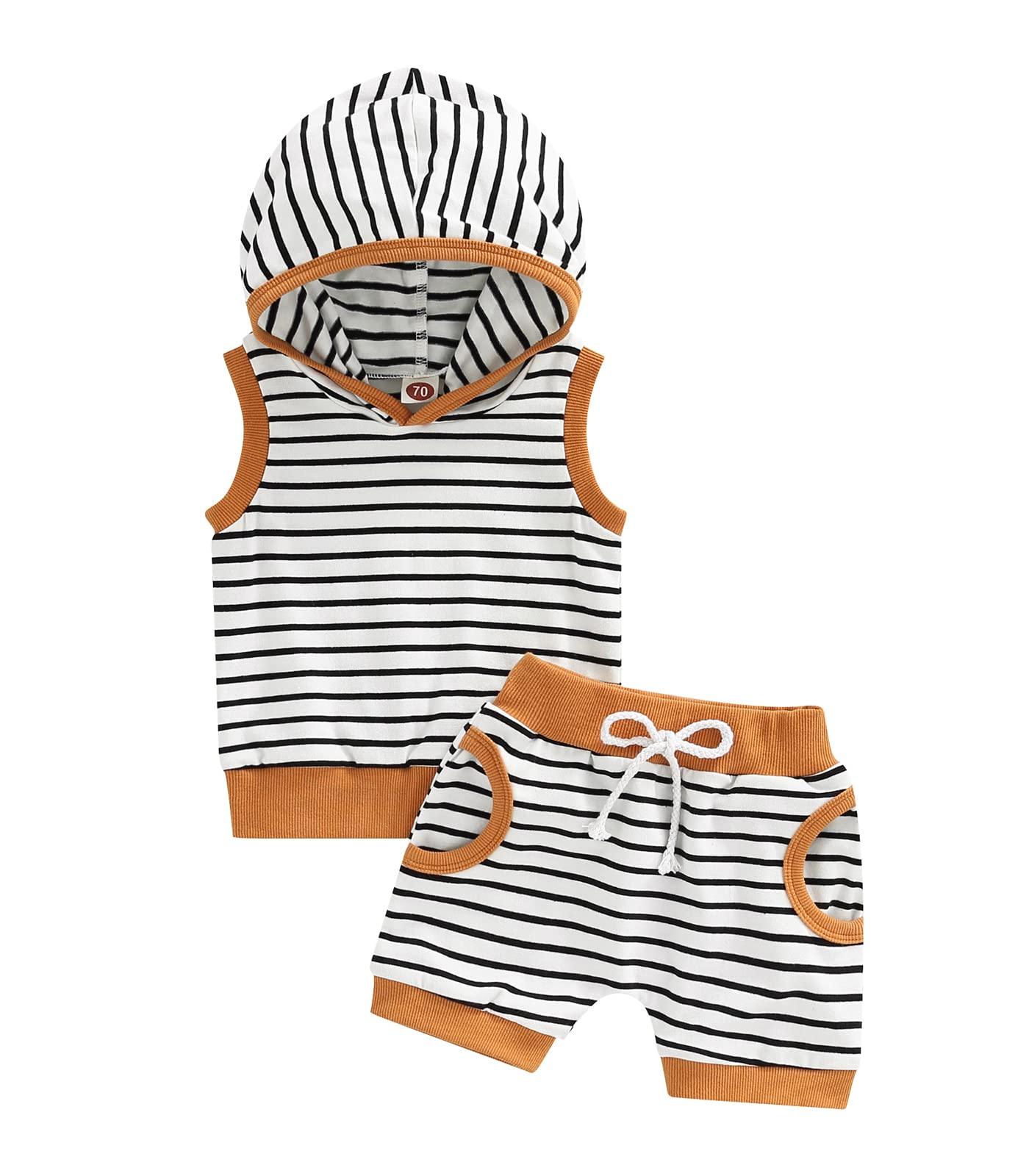 Boys' Summer Outfit Set - Striped Sleeveless Vest & Drawstring Shorts for Toddlers | Playtime & Beach Wear
