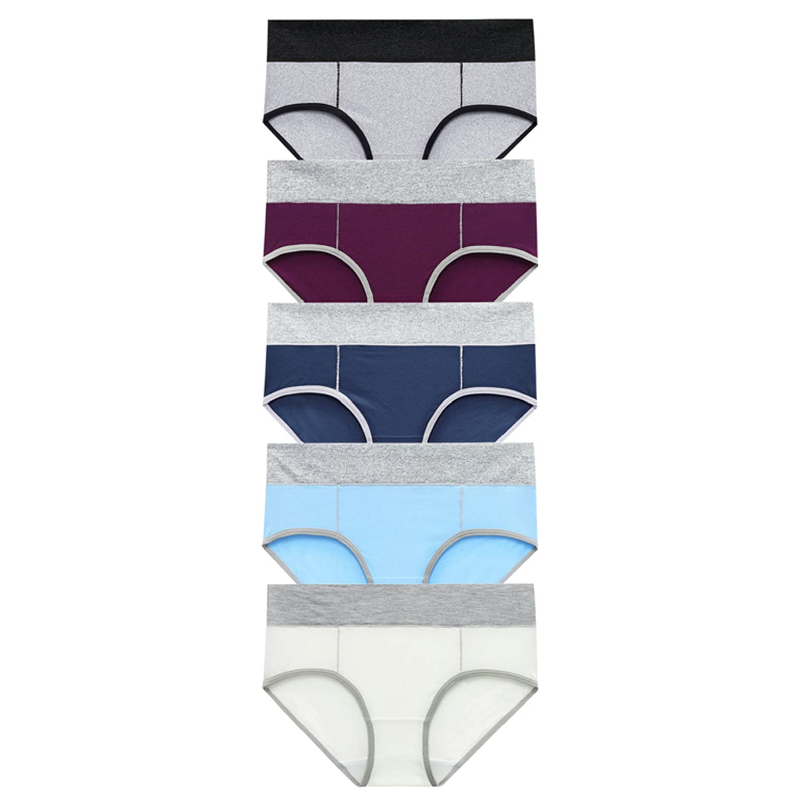 LIUguoo Women's Cotton Stretch Underwear - High Waisted Briefs 5-Pack | Soft, Breathable & Seamless Butt Lifter Panties for Everyday Comfort | Perfect for Work, Yoga & Lounge Wear